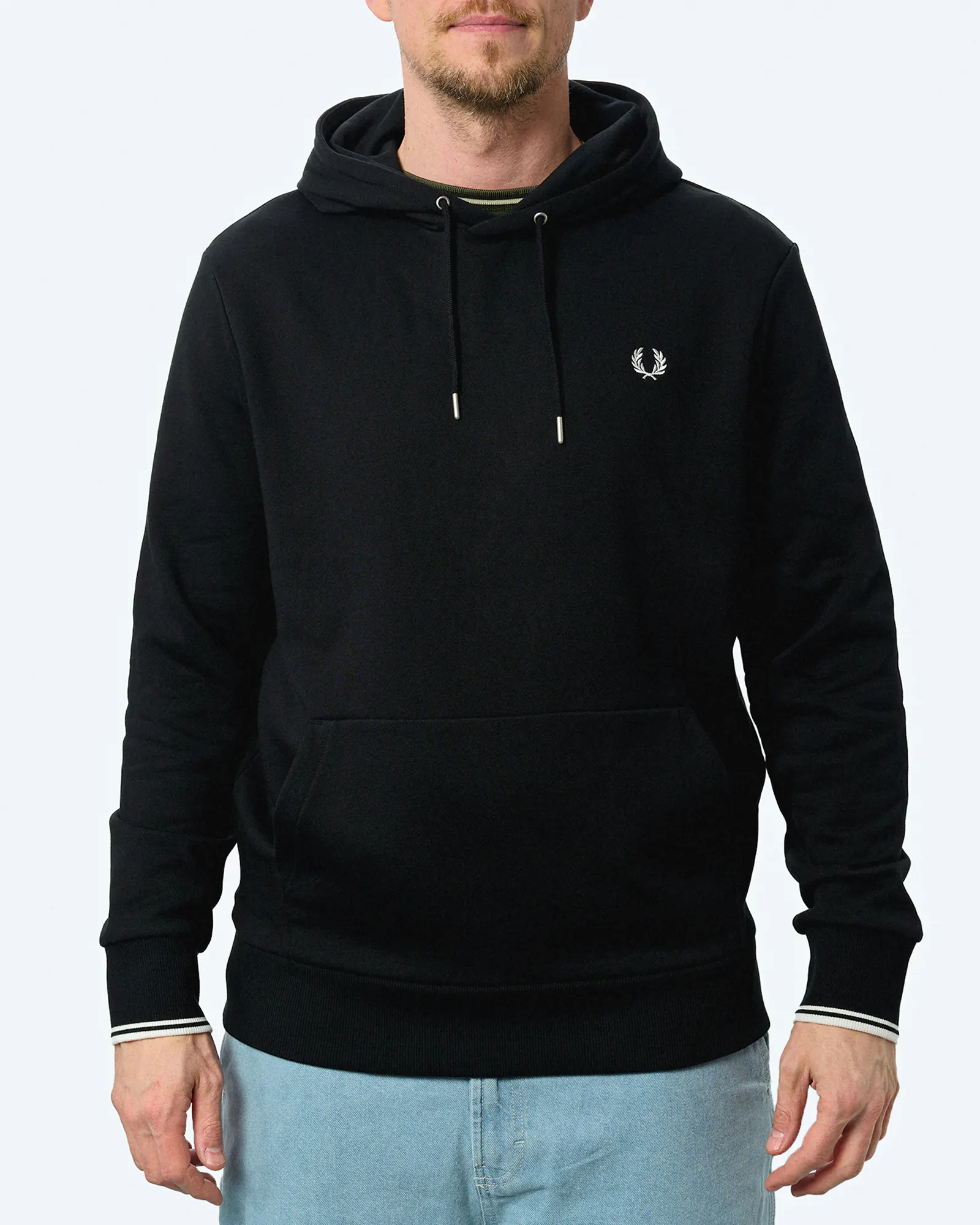 Fred Perry Tipped Hooded Sweatshirt Black/White Fred Perry Tipped Hooded Sweatshirt Black/White