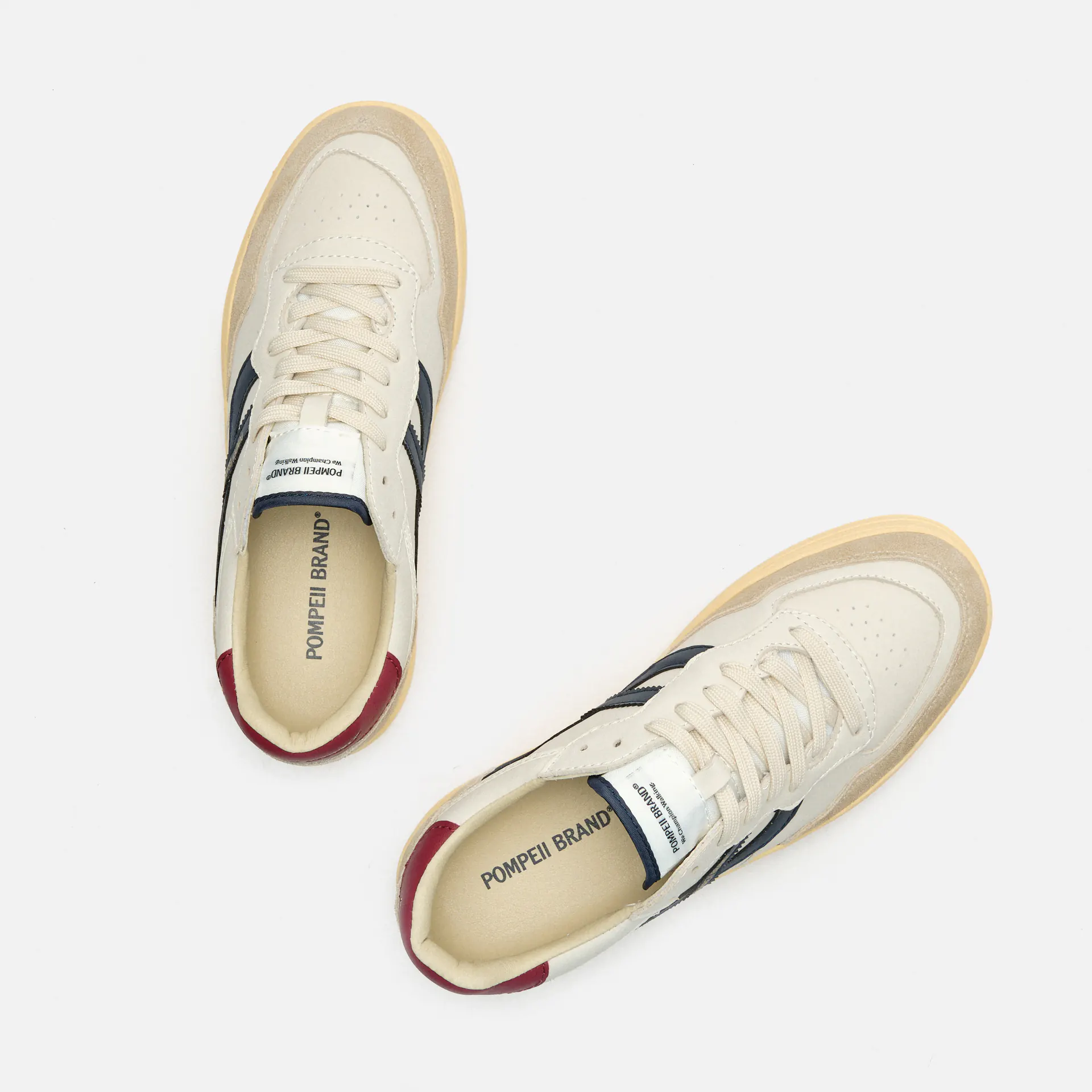 POMPEII Elan Pippa Leather Sneaker Ecru/Navy/Cherry