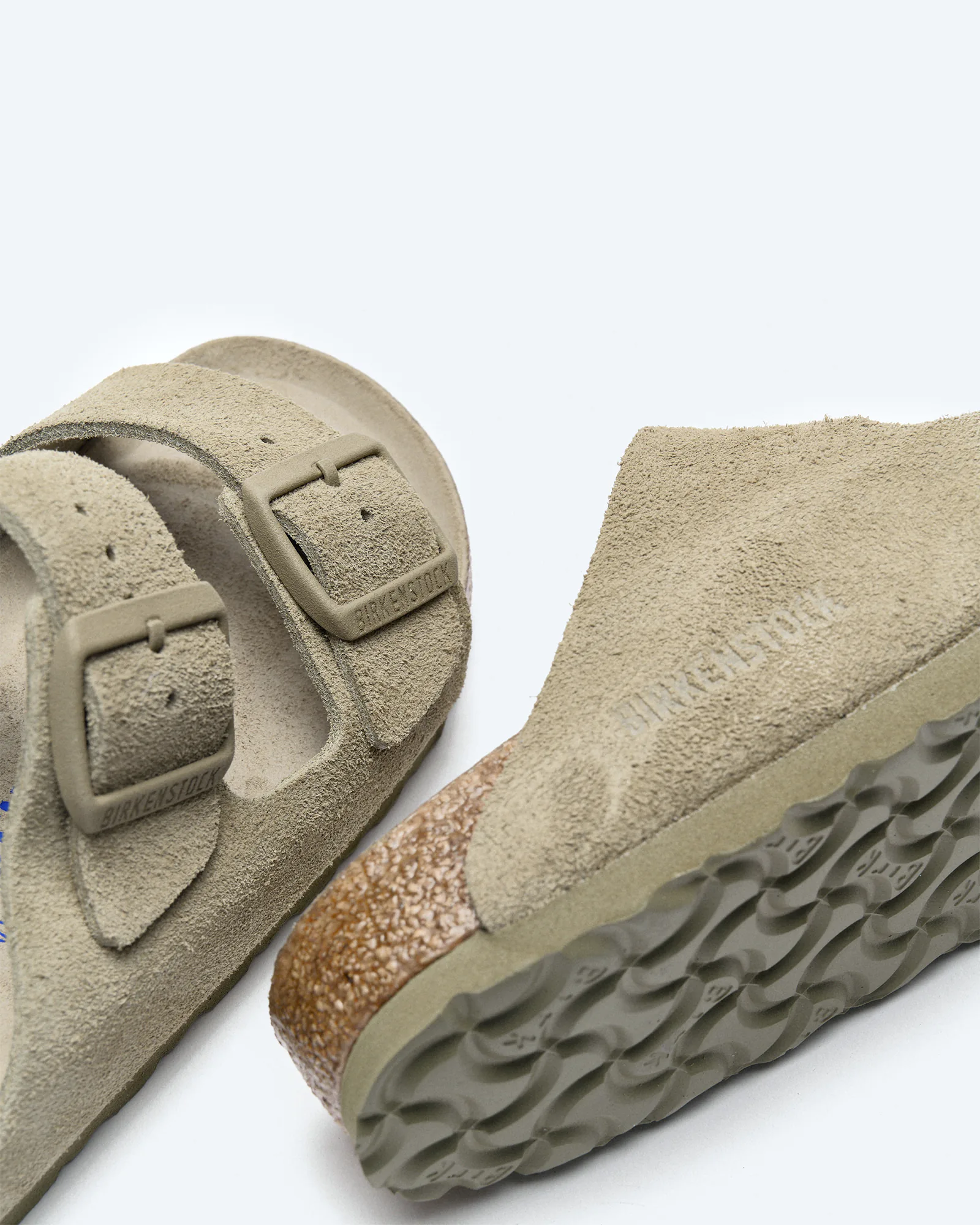 Birkenstock Women Arizona Suede Leather Sandals Narrow Faded Khaki