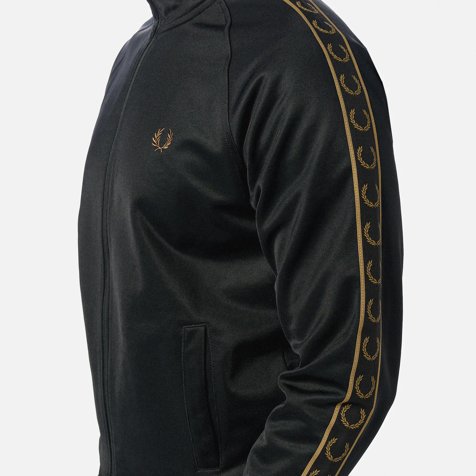 Fred Perry Contrast Taped Track Jacket Black/Shaded Stone