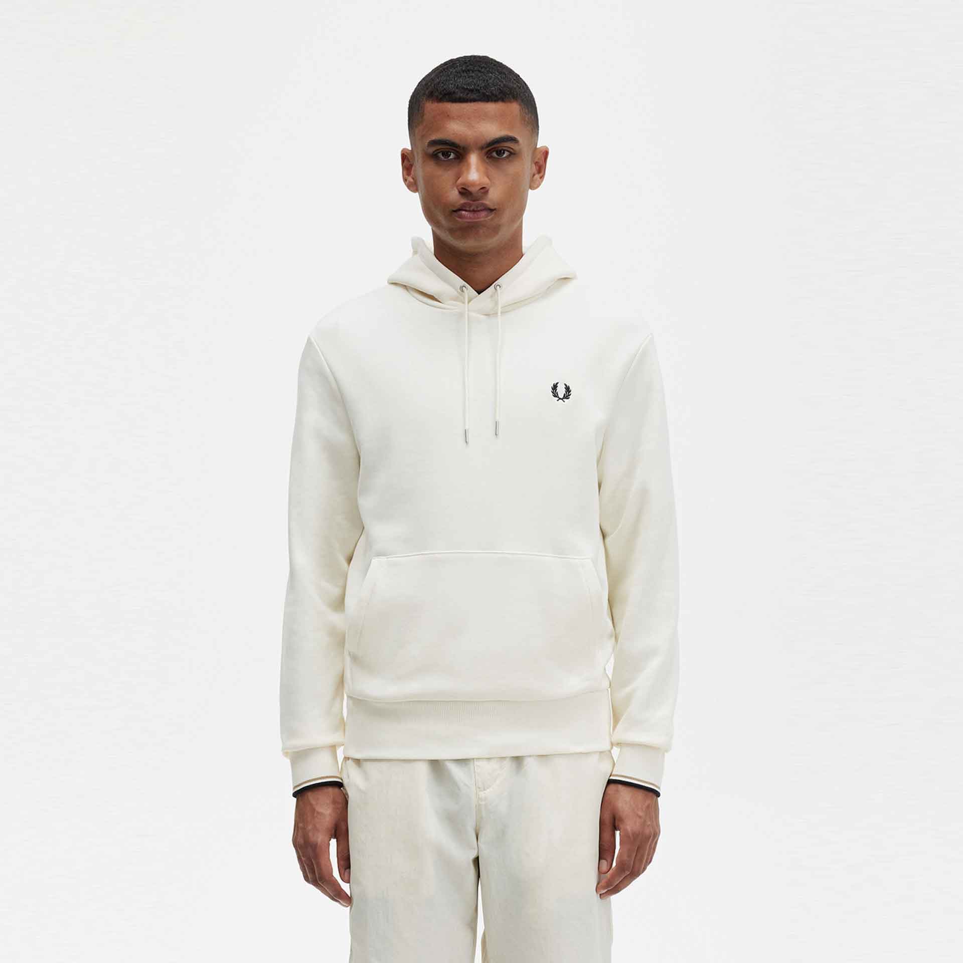 Fred Perry Bold Tipped Hooded Sweatshirt Ecru