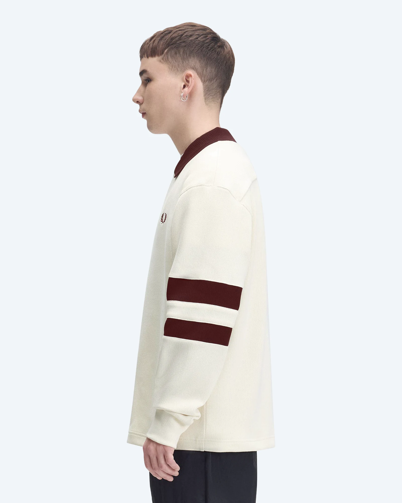 Tippedsleeve Collared Sweatshirt Ecru