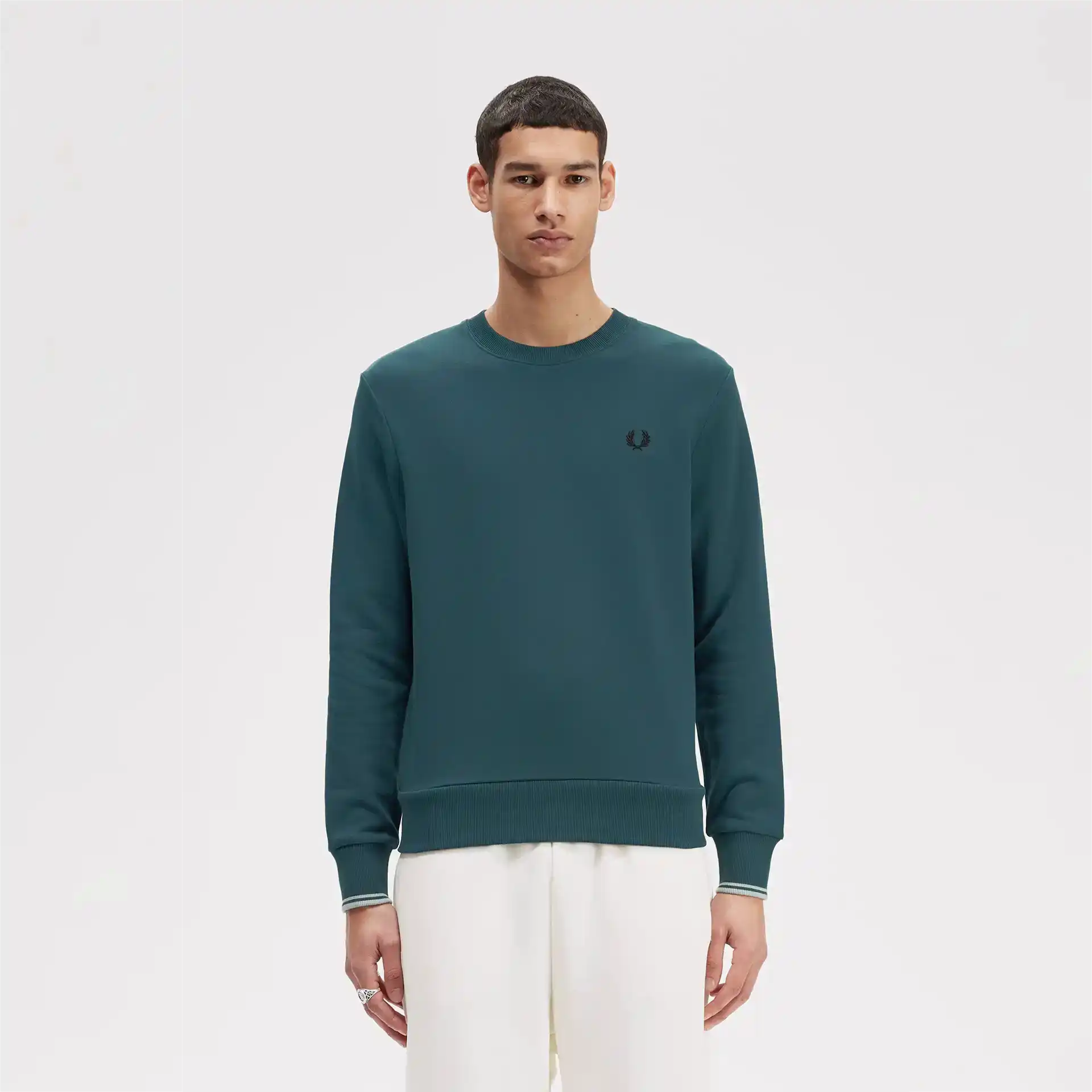 Fred Perry Crew Neck Sweatshirt Petrol Blue