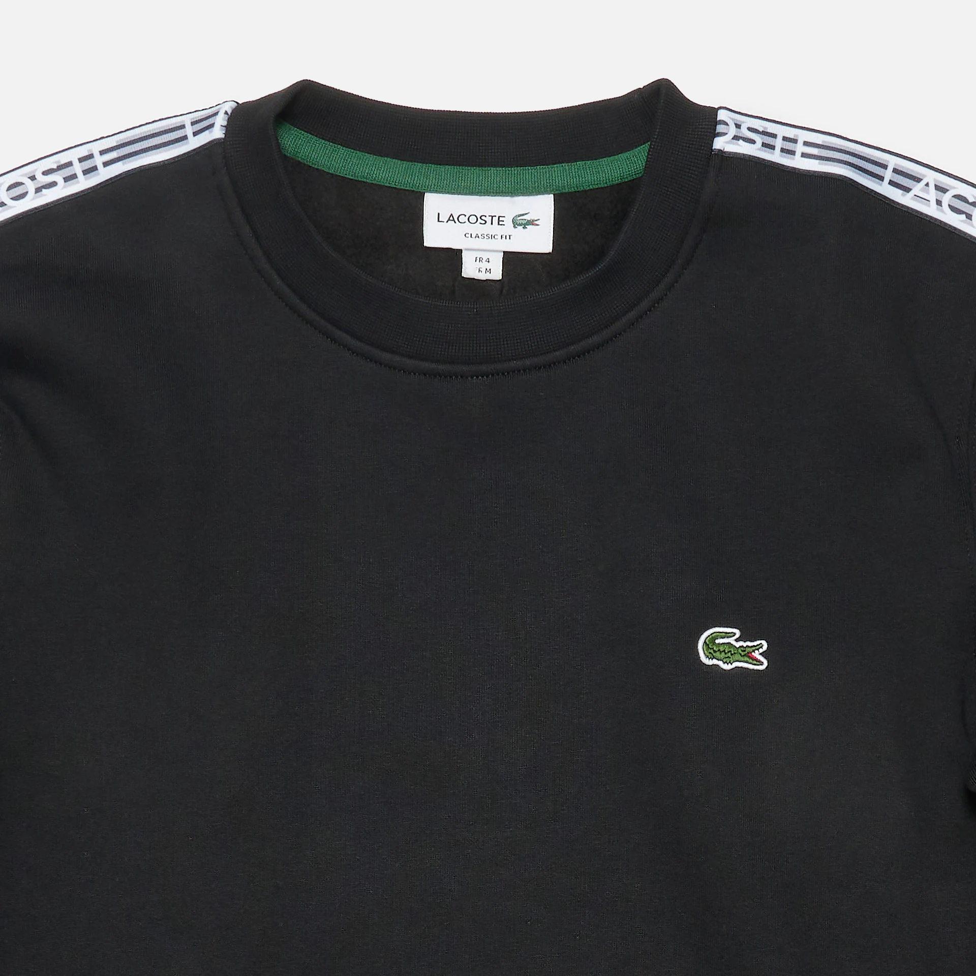 Lacoste Logo Stripe Flannel Pullover Black