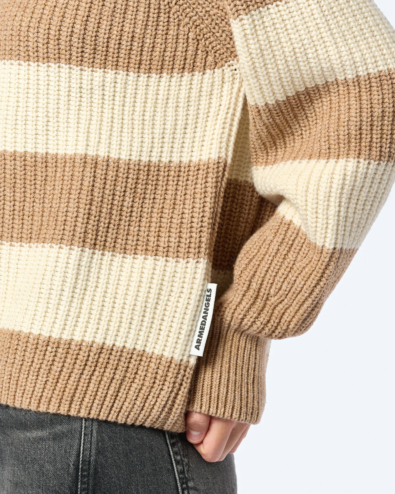 ARMEDANGELS KAAGI STRIPES Knit Sweatshirt Camel Melange ARMEDANGELS KAAGI STRIPES Knit Sweatshirt Camel Melange