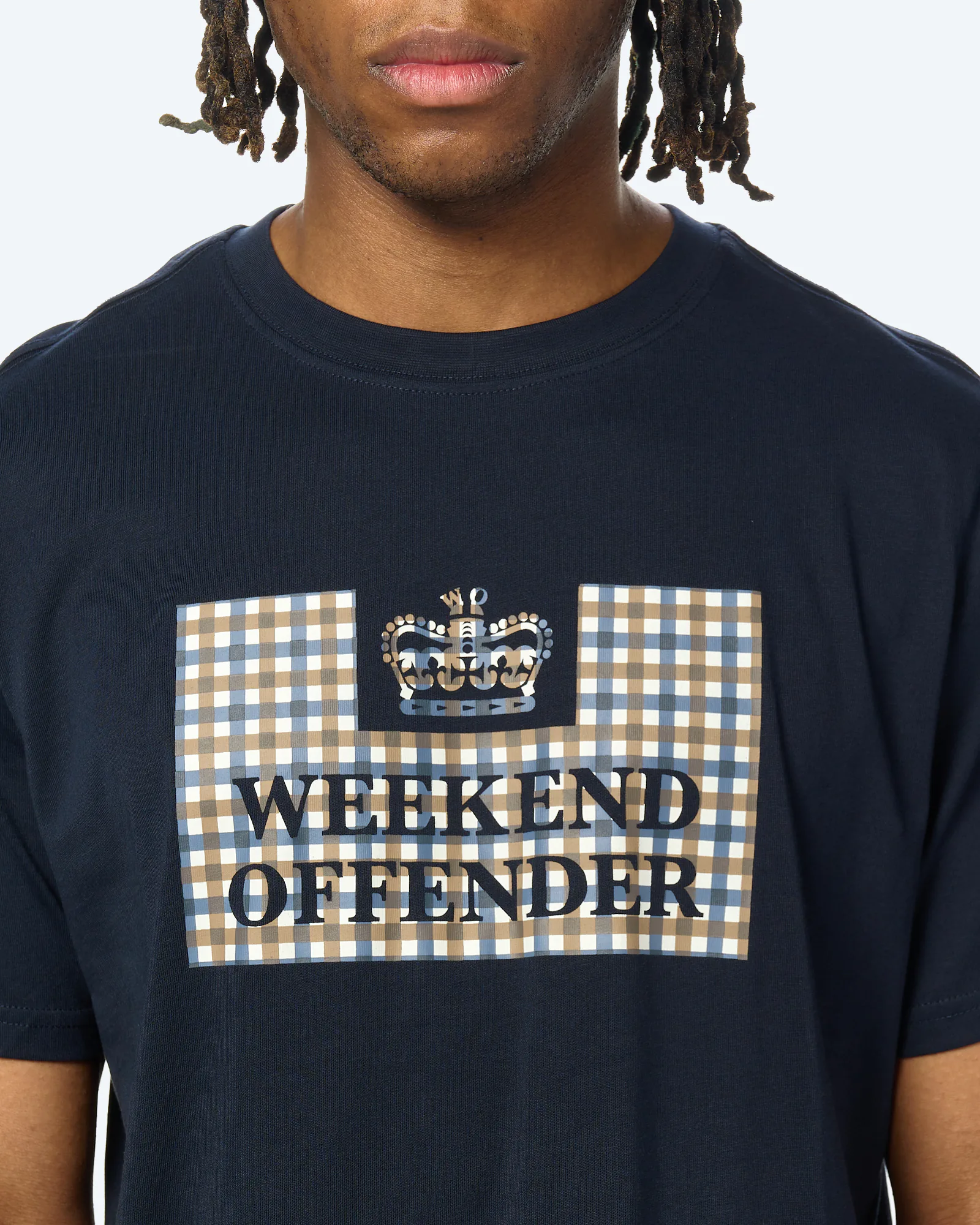 Weekend Offender Shevchenko Mid House Check Prison T-Shirt Dark Blue