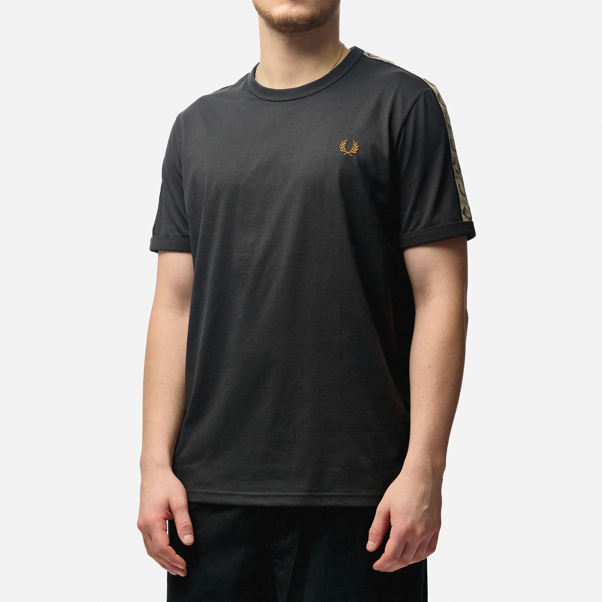 Fred Perry Contrast Tape Ringer T-Shirt Anchor Grey/Black