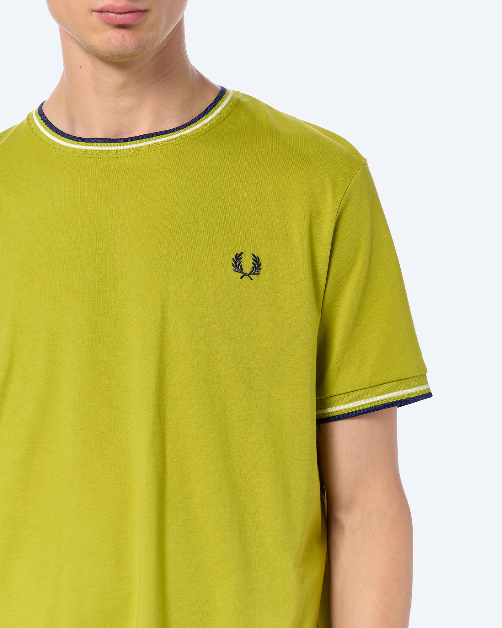 Fred Perry Twin Tipped T-Shirt Tennis Ball Yellow/Ecru/Navy