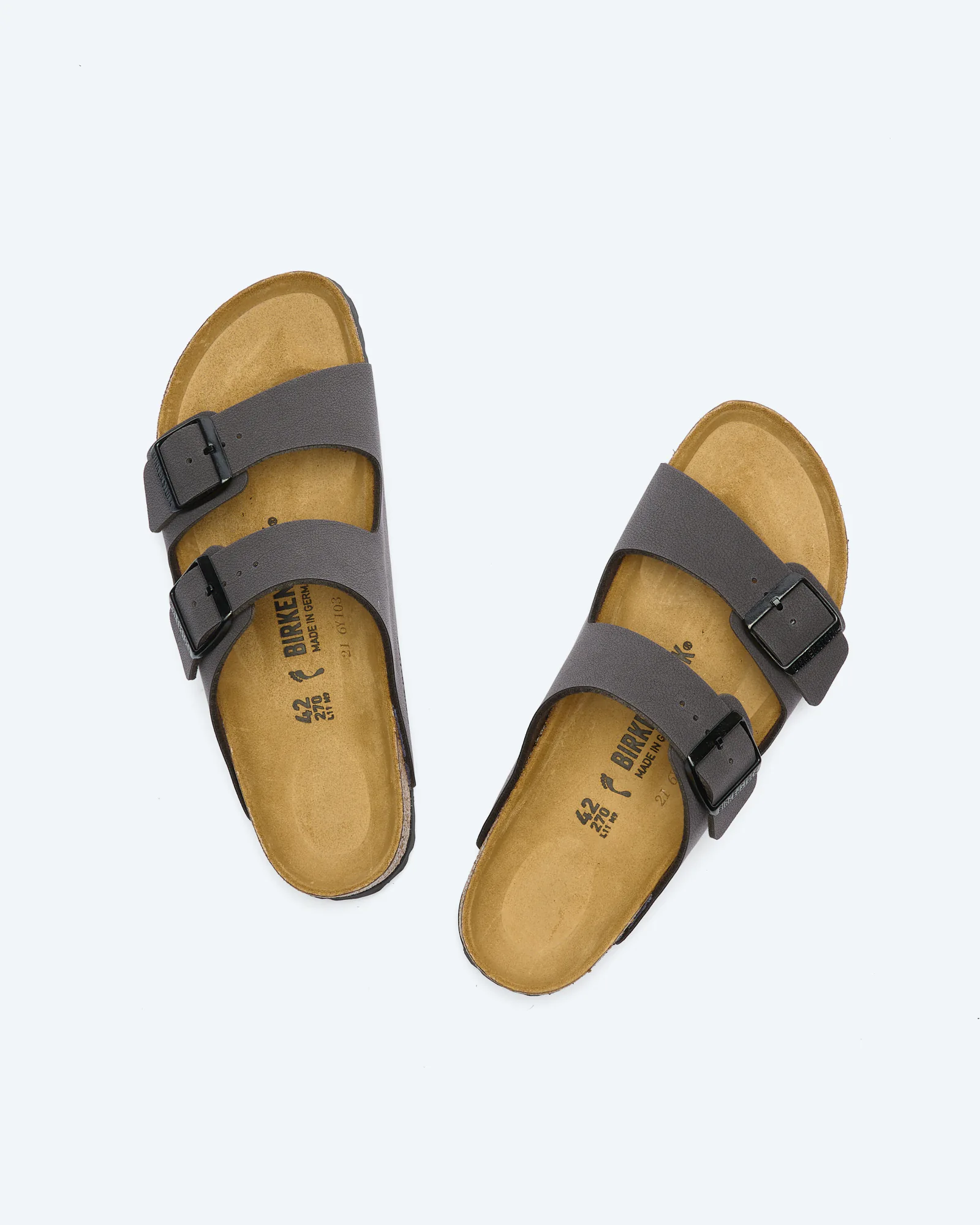Arizona Birko-Flor Nubuk Leather Sandals Narrow Velvet Gray/Black Buckles