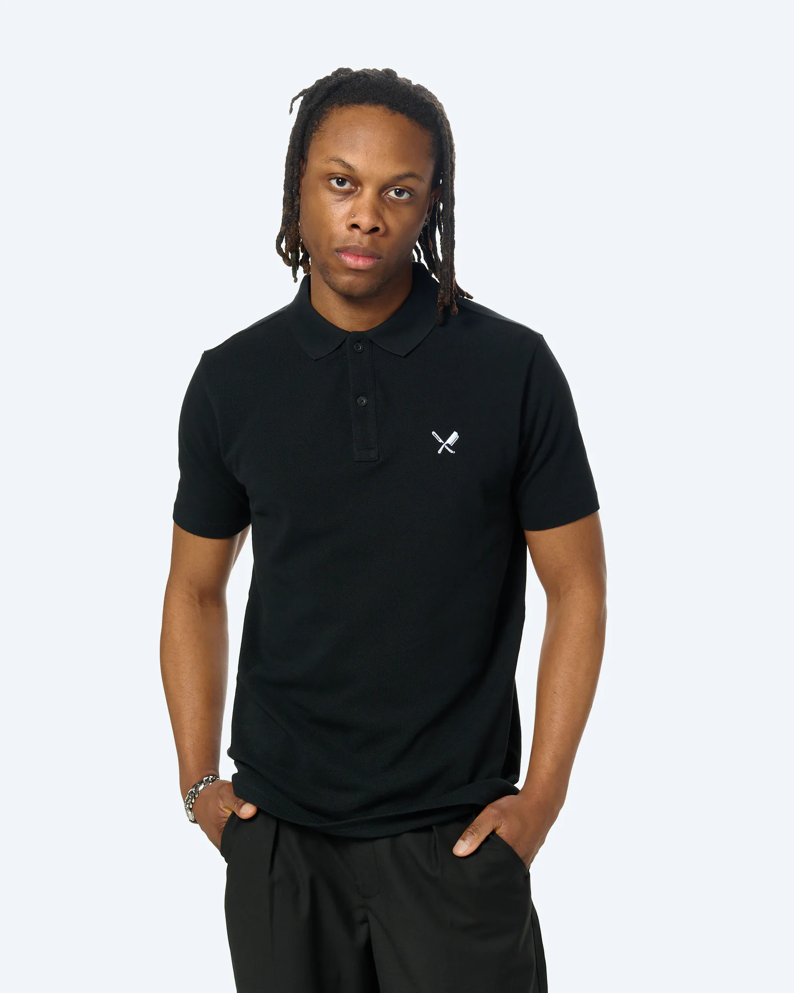 Distorted People Pique Poloshirt Black