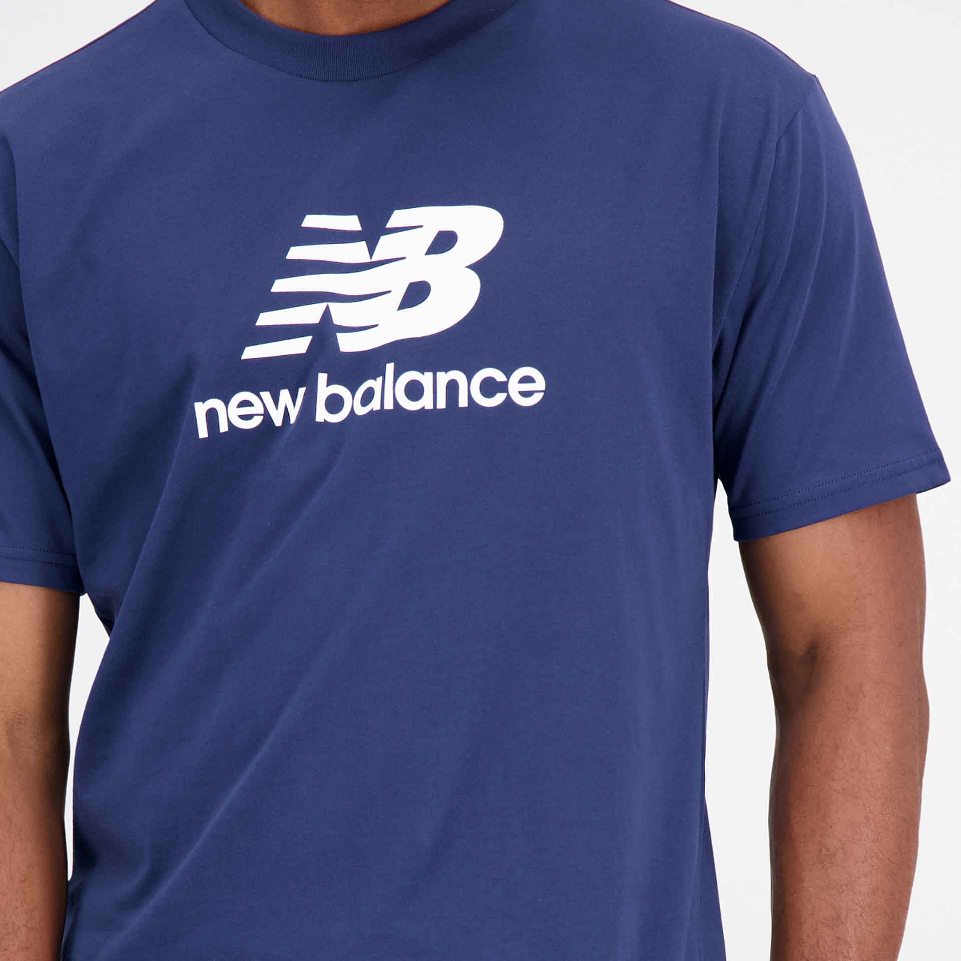 New Balance Essentials Stacked Logo Cotton Jersey T-Shirt Navy