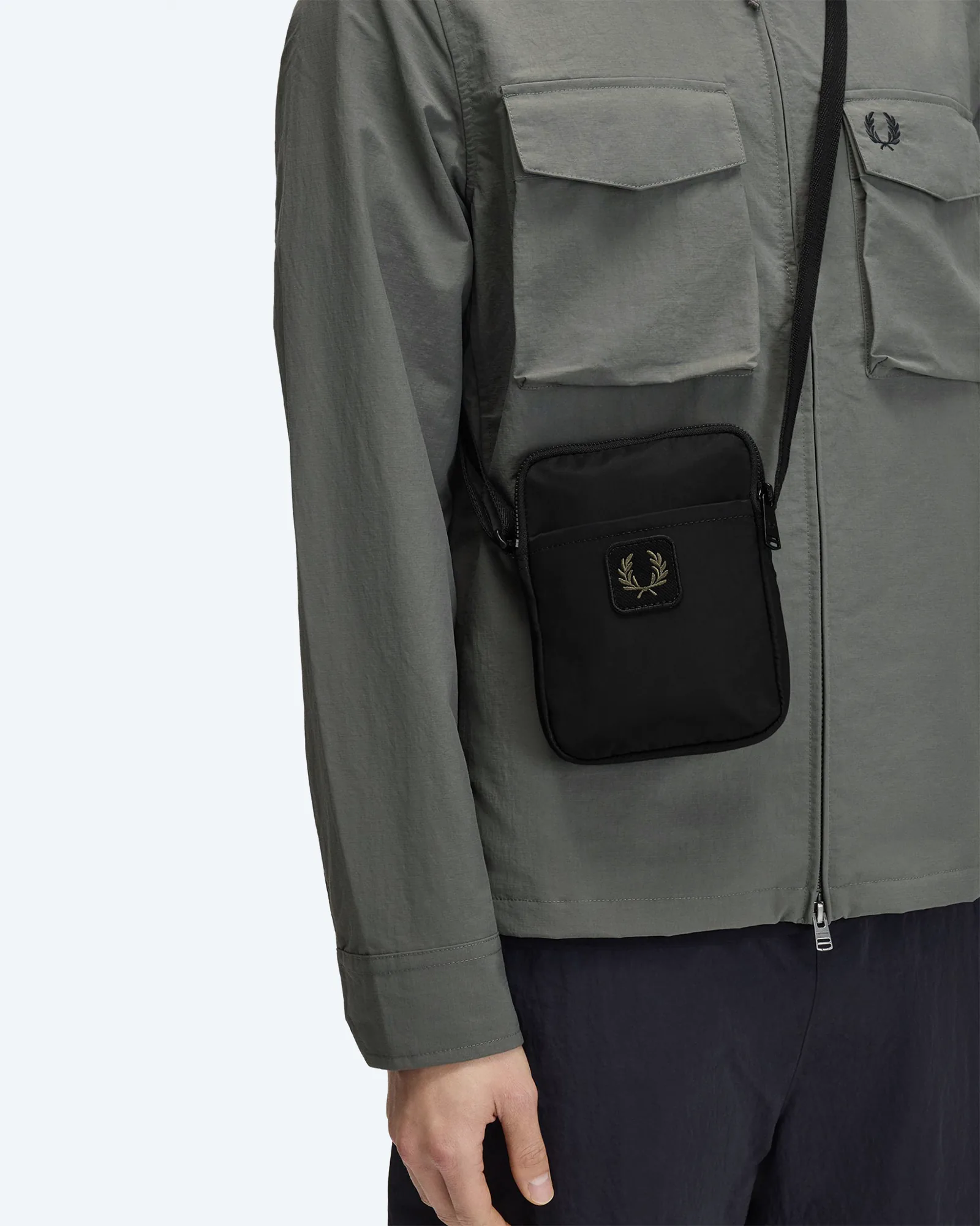 Crinkle Nylon Small Side Bag Black