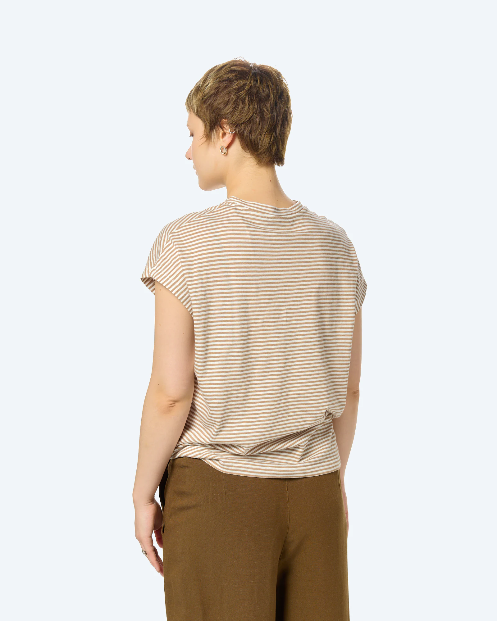 SLUB JERSEY STRIPE T-SHIRT Oatmilk-Cinnamon Dust