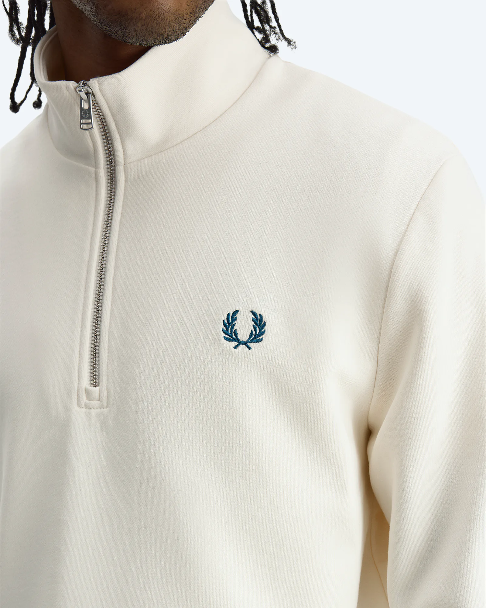 Half Zip Sweatshirt Ecru/Mod Blue/Mod Blue