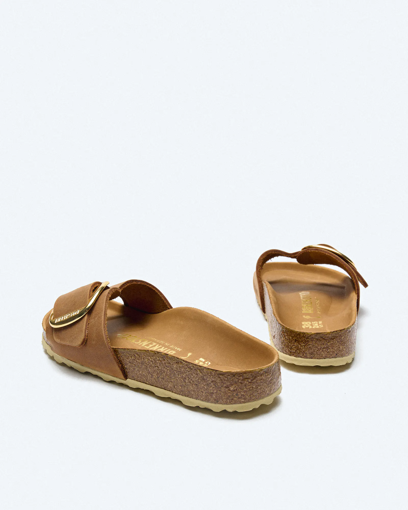Birkenstock Madrid Big Buckle Natural Oiled Leather (Narrow Fit) Sandals Cognac