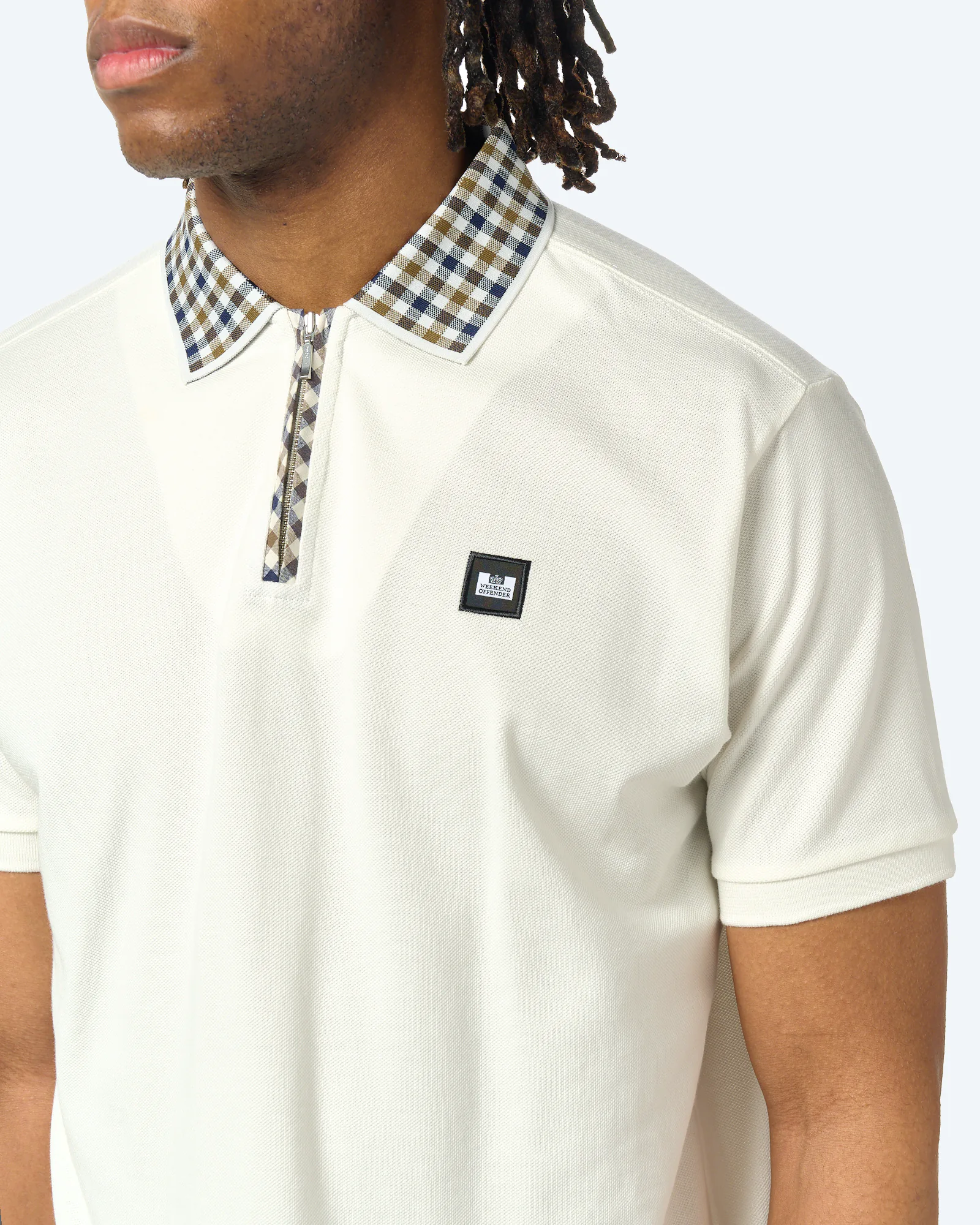Weekend Offender Tipasa Jacquard Rib Polo Shirt Beige