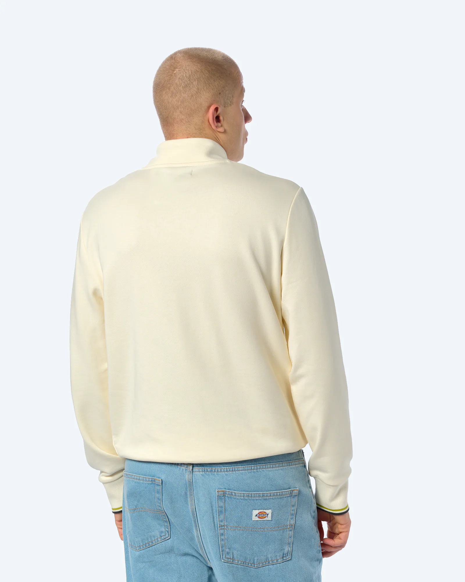 Fred Perry Half Zip Sweatshirt Ecru/Tennis Ball Yellow/Anchor Grey