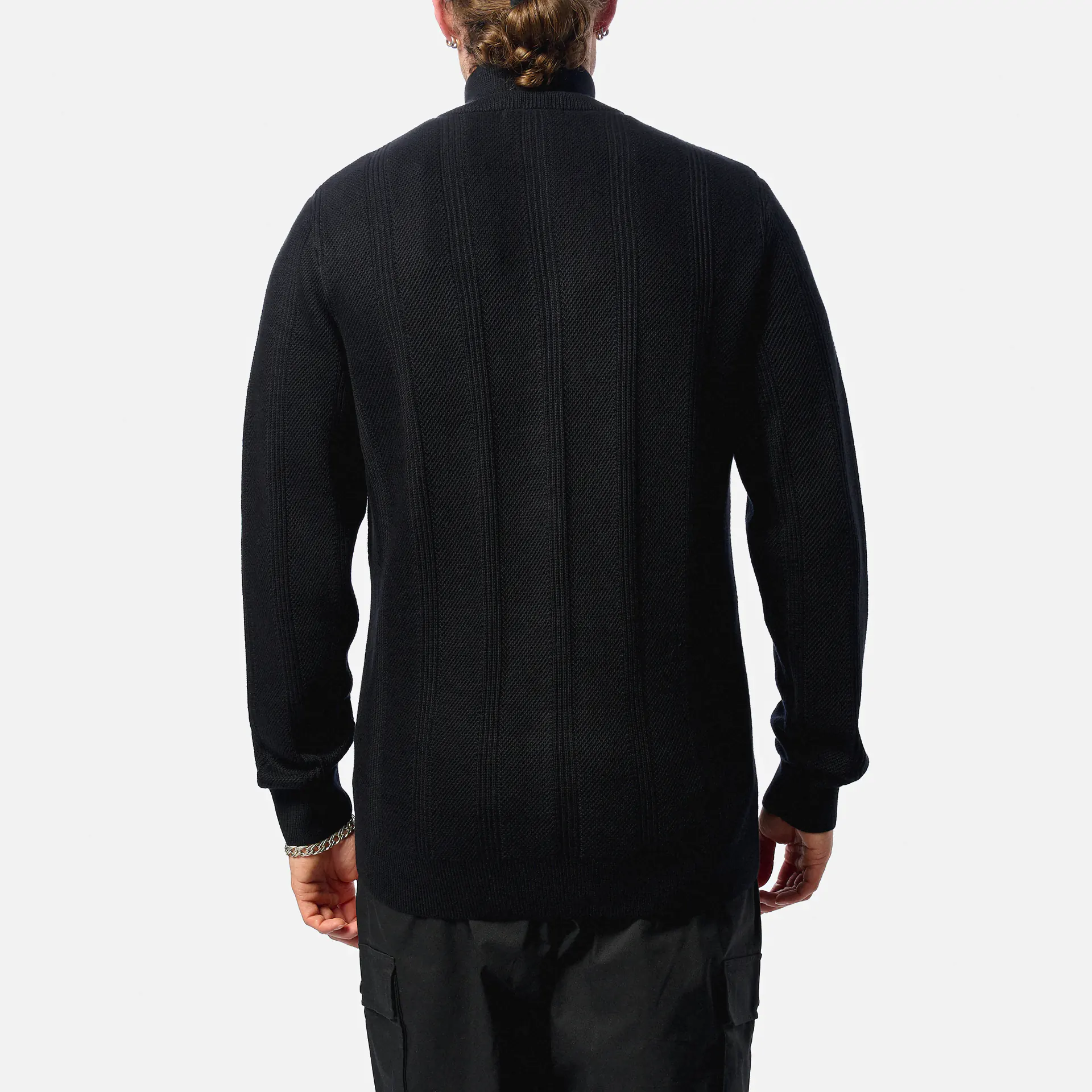 Fred Perry Textured Zip Through Cardigan Black