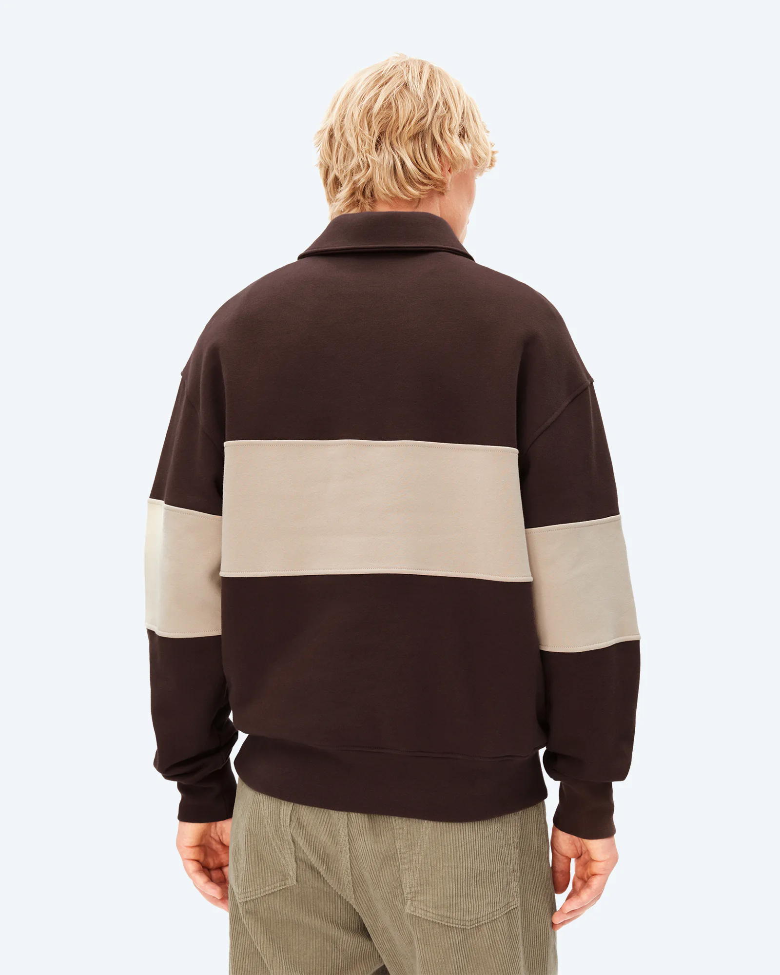 Striped Troyer Sweatshirt Claystone/Sand Stone