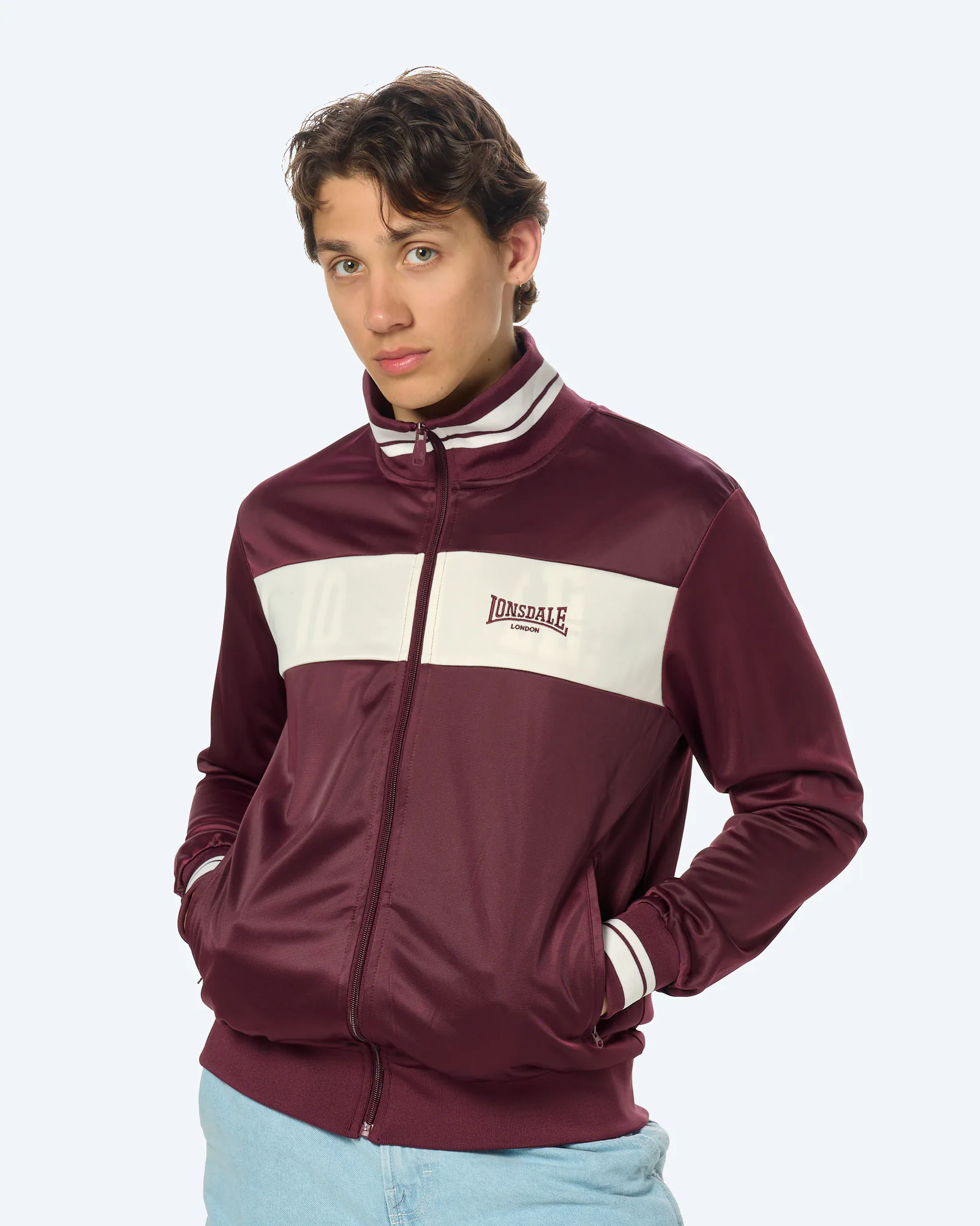 Lonsdale Meols Track Jacket Oxblood/Ecru