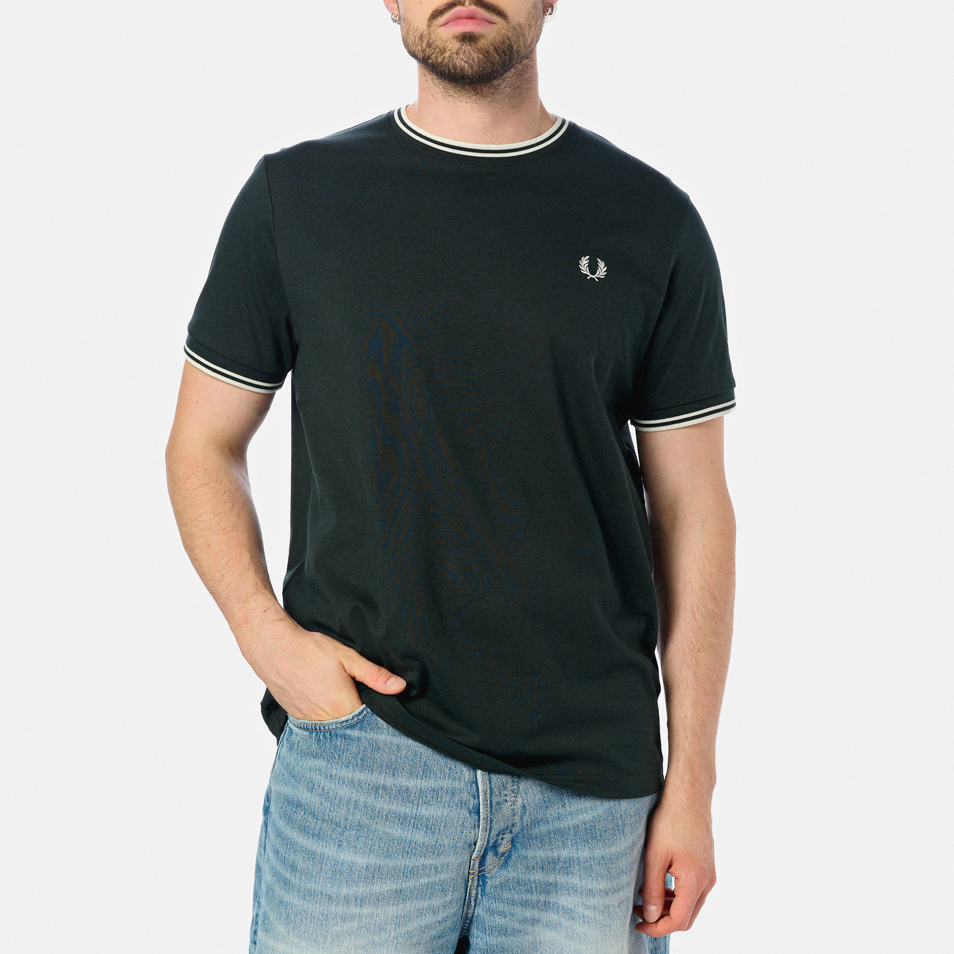 Fred Perry Twin Tipped T-Shirt Night Green/Snow White/Snow White