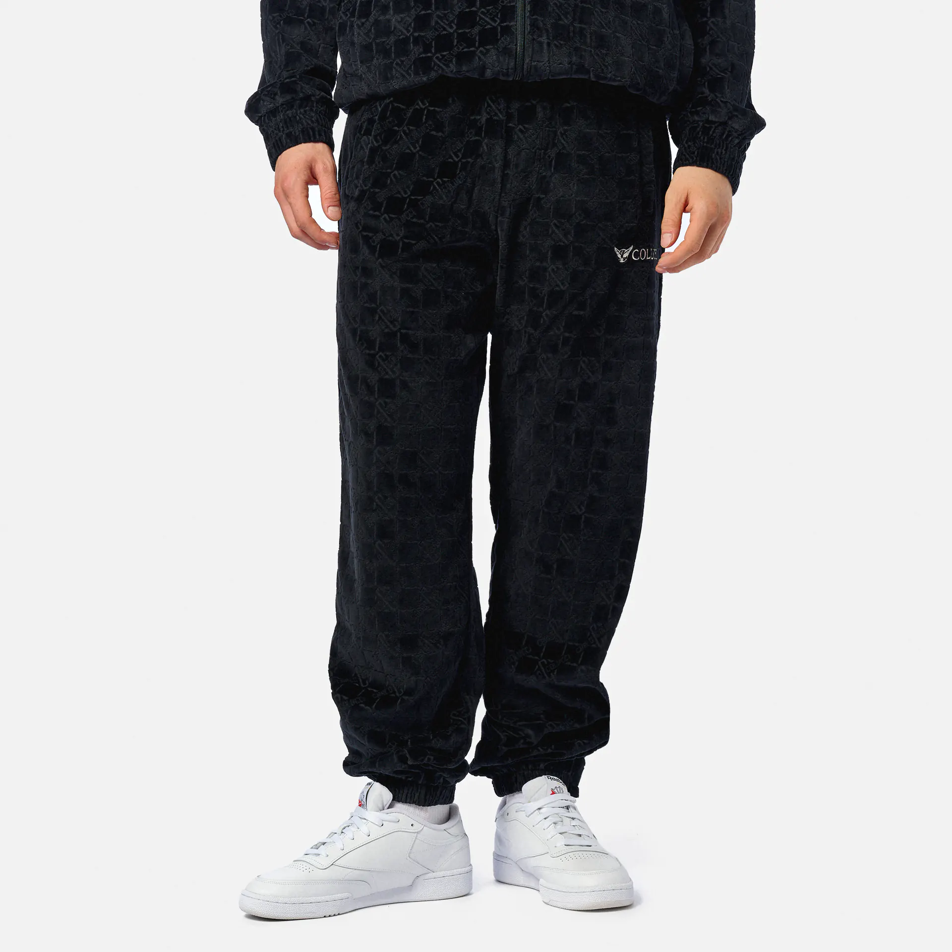 Colucci Monogramm Velours Track Pants Black
