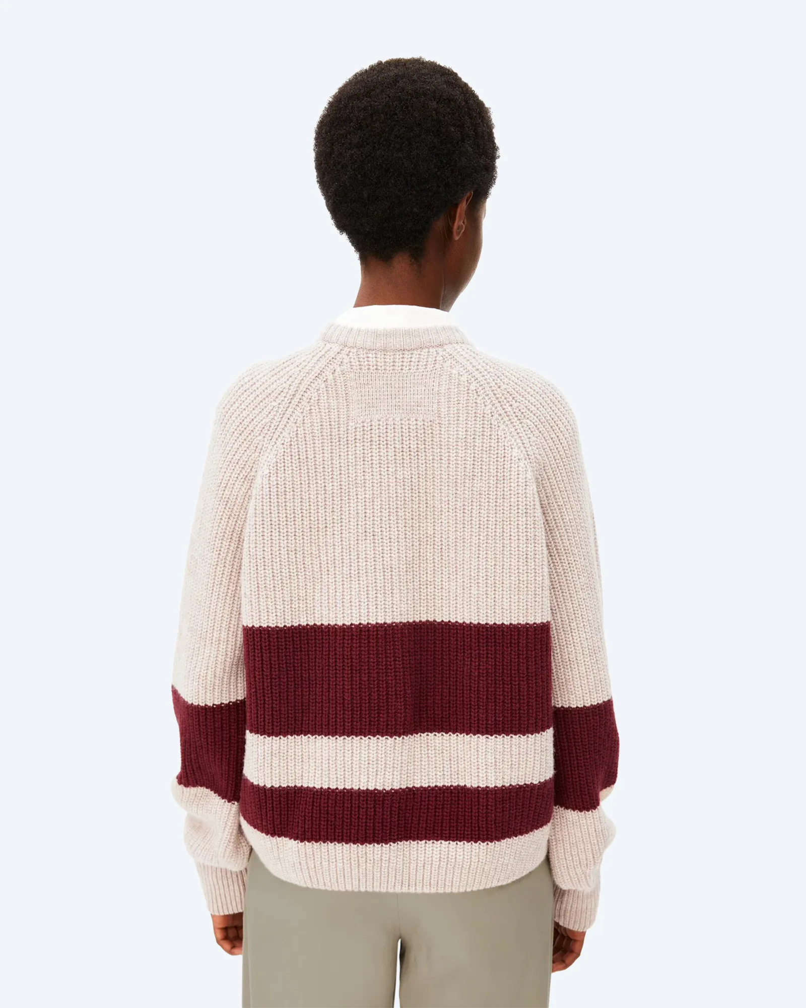 Rib Striped Knit Sweatshirt Honey Melange/Velvet Red
