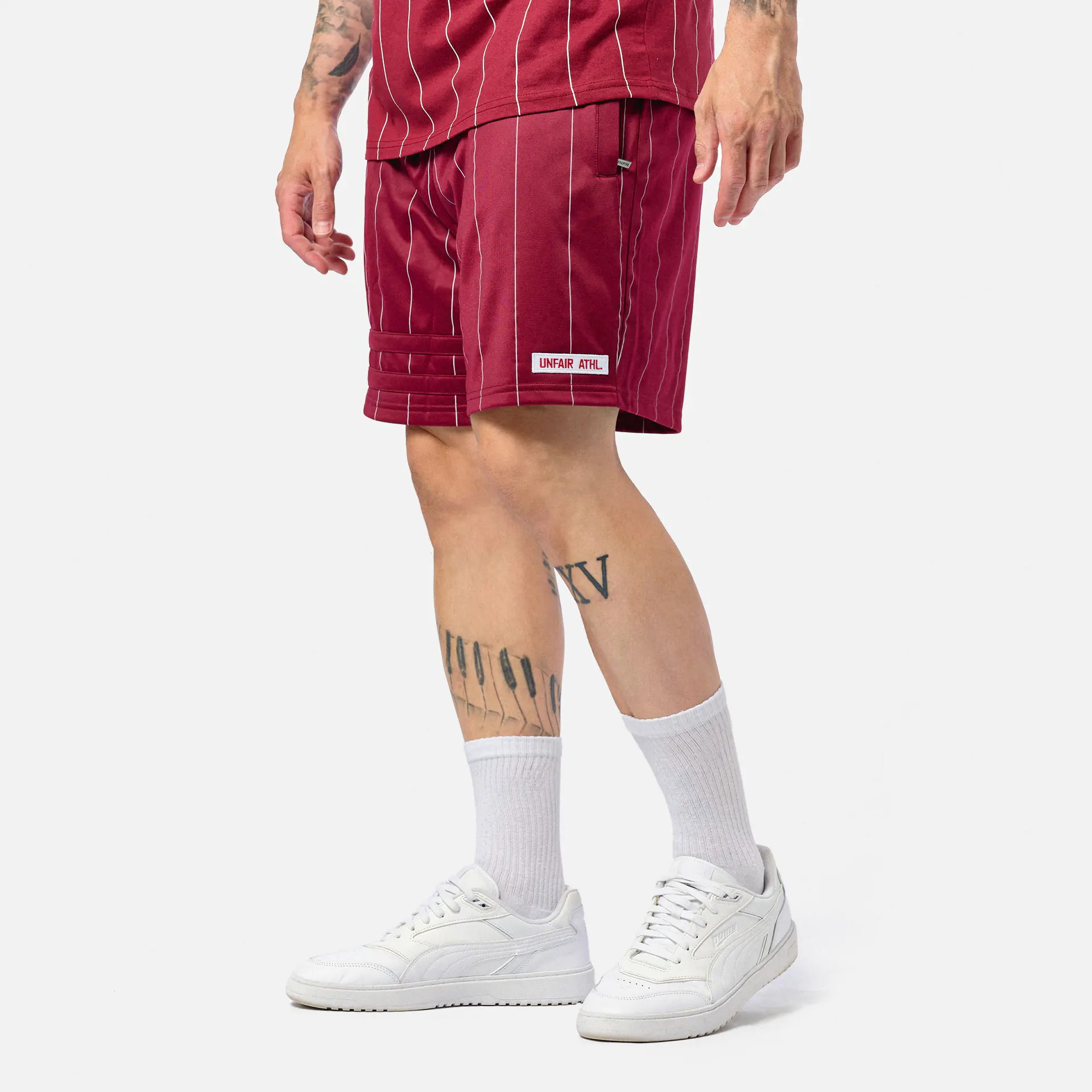 Unfair Athletics DMWU Athletics Shorts Pinstripes Burgundy