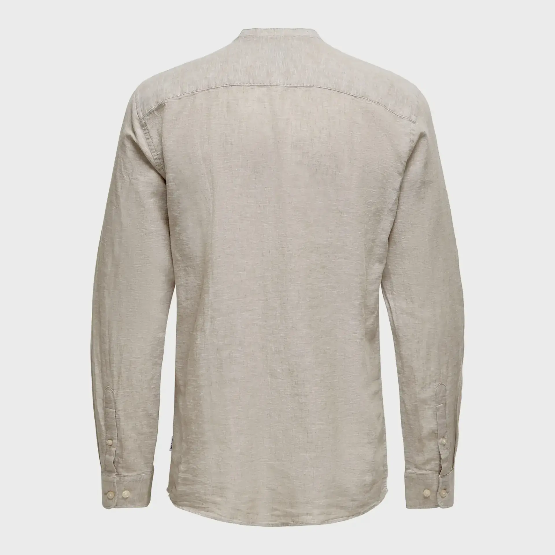 Only & Sons onScaiden Solid Linen Mao Shirt Chinchilla