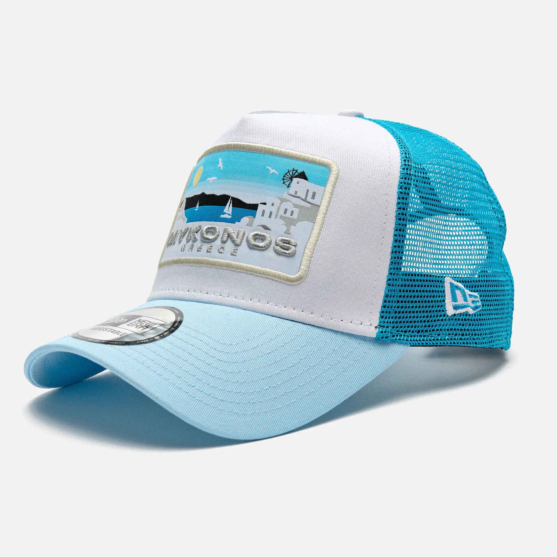 New Era Summer Mykonos Trucker Snapback Cap Blue/White