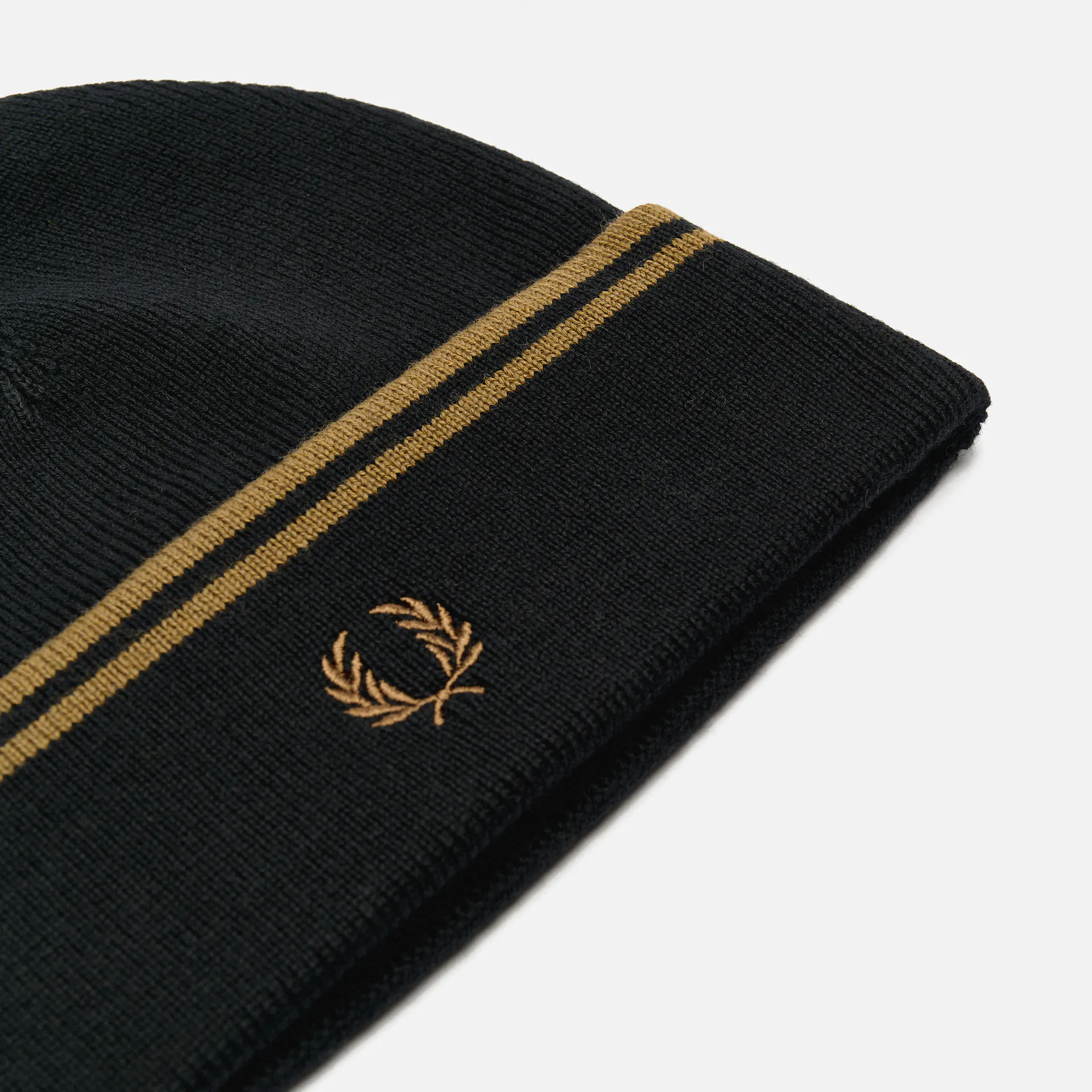 Fred Perry Twin Tipped Merino Wool Beanie Black/Shaded Stone