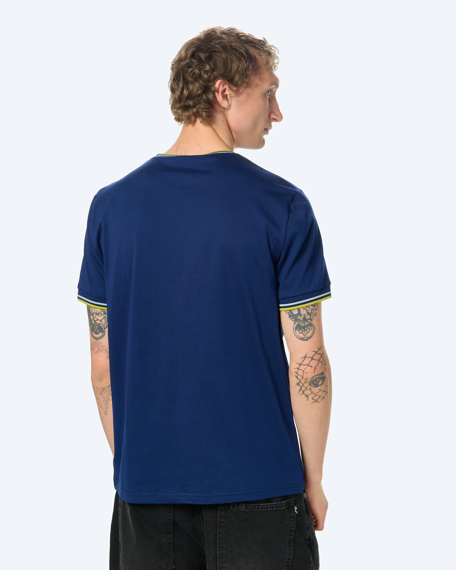 Fred Perry Twin Tipped T-Shirt French Navy/Dusky Blue/Citron