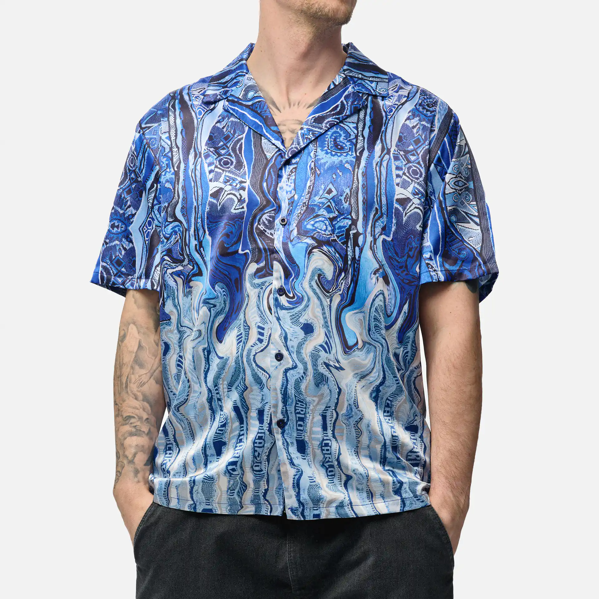 Carlo Colucci Oversize Fit Fusion Shirt Blue