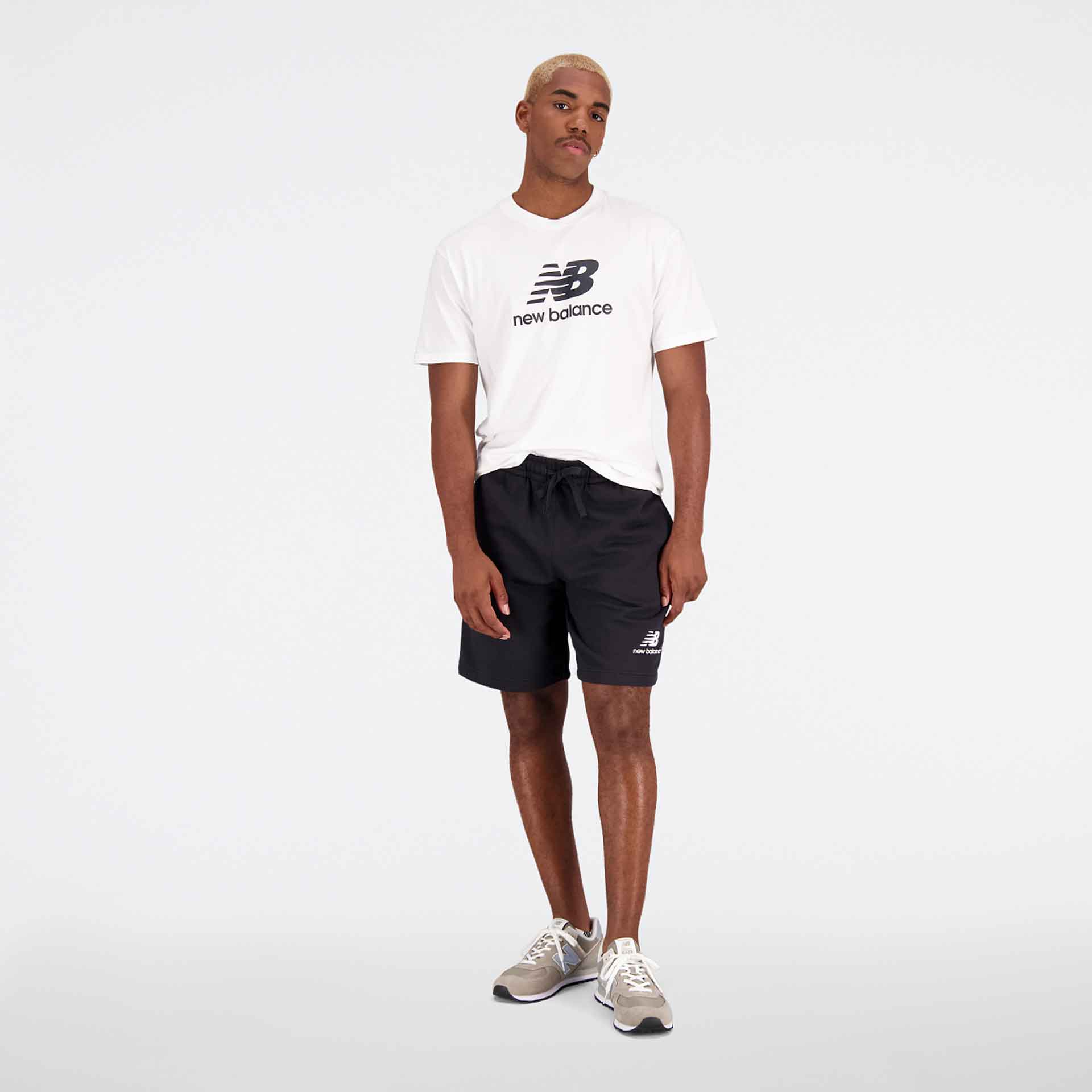 New Balance Essentials Stacked Logo French Terry Short Black