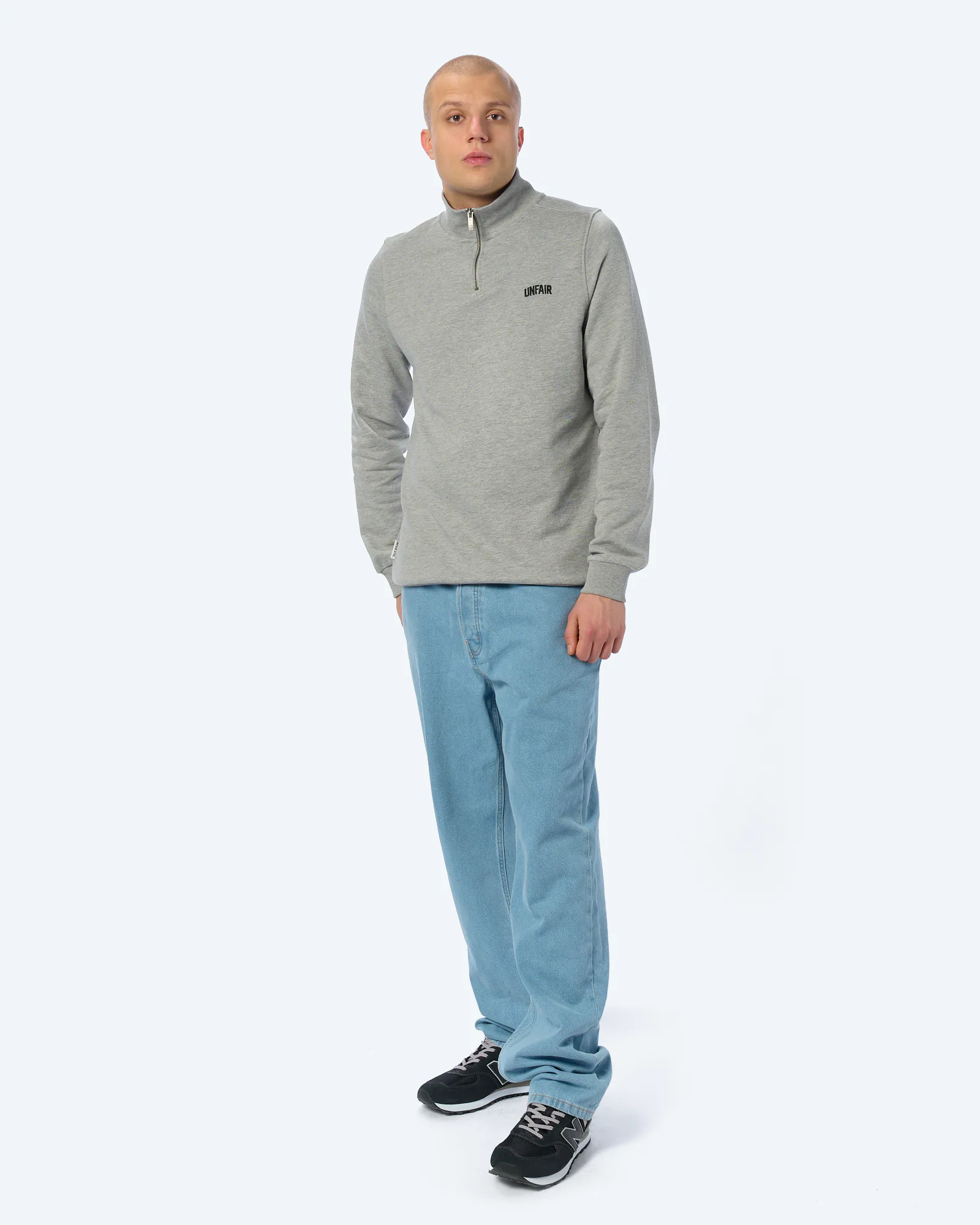 Unfair Athletics Curved Halfzip Sweatshirt Grey Melange