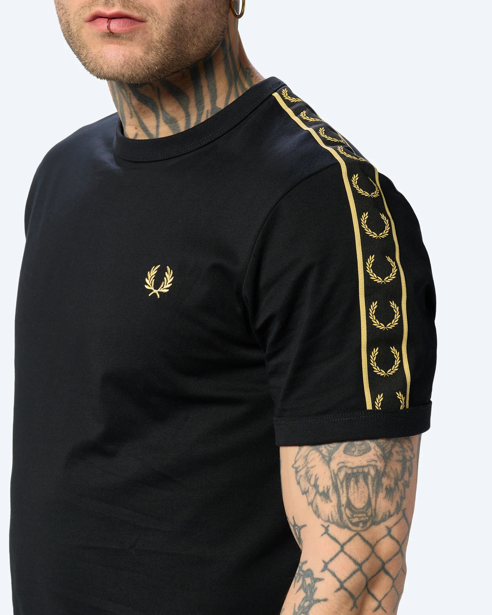Fred Perry Contrast Tape Ringer T-Shirt Black/Champagne