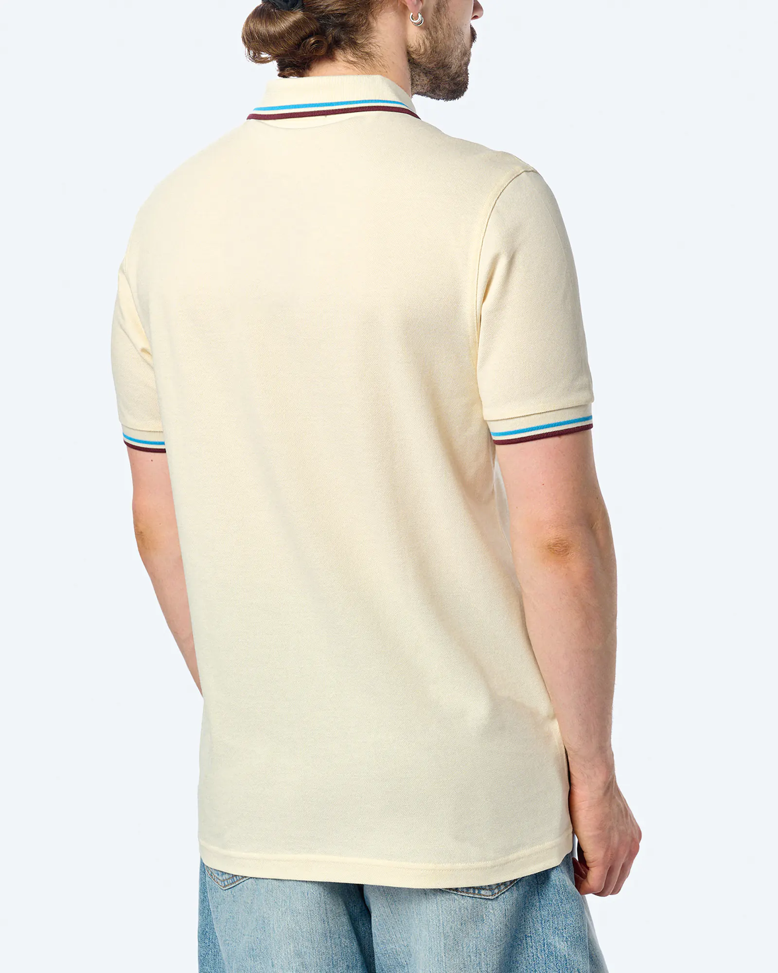 Fred Perry Twin Tipped Polo Shirt Ecru/Court Blue/Oxblood