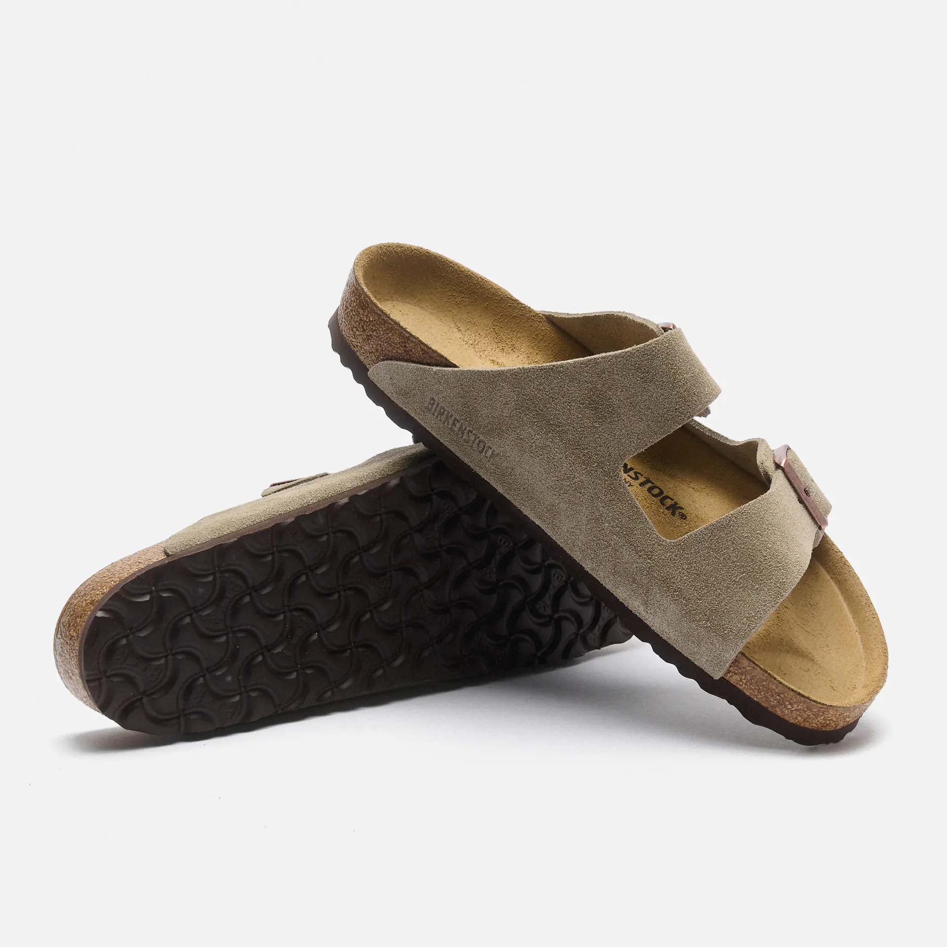 Birkenstock Arizona Suede Leather Sandals Taupe