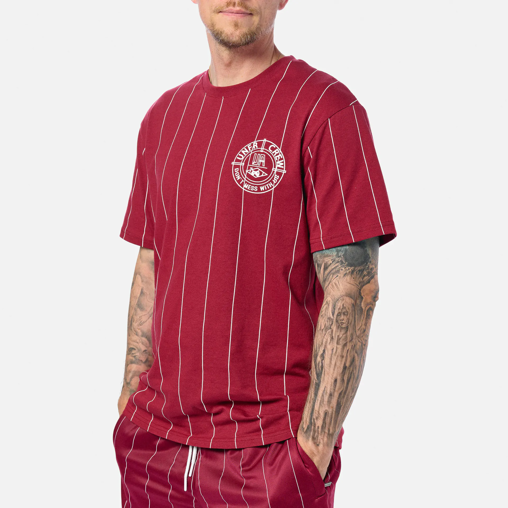 Unfair Athletics DMWU BP T-Shirt Pinstripes Burgundy