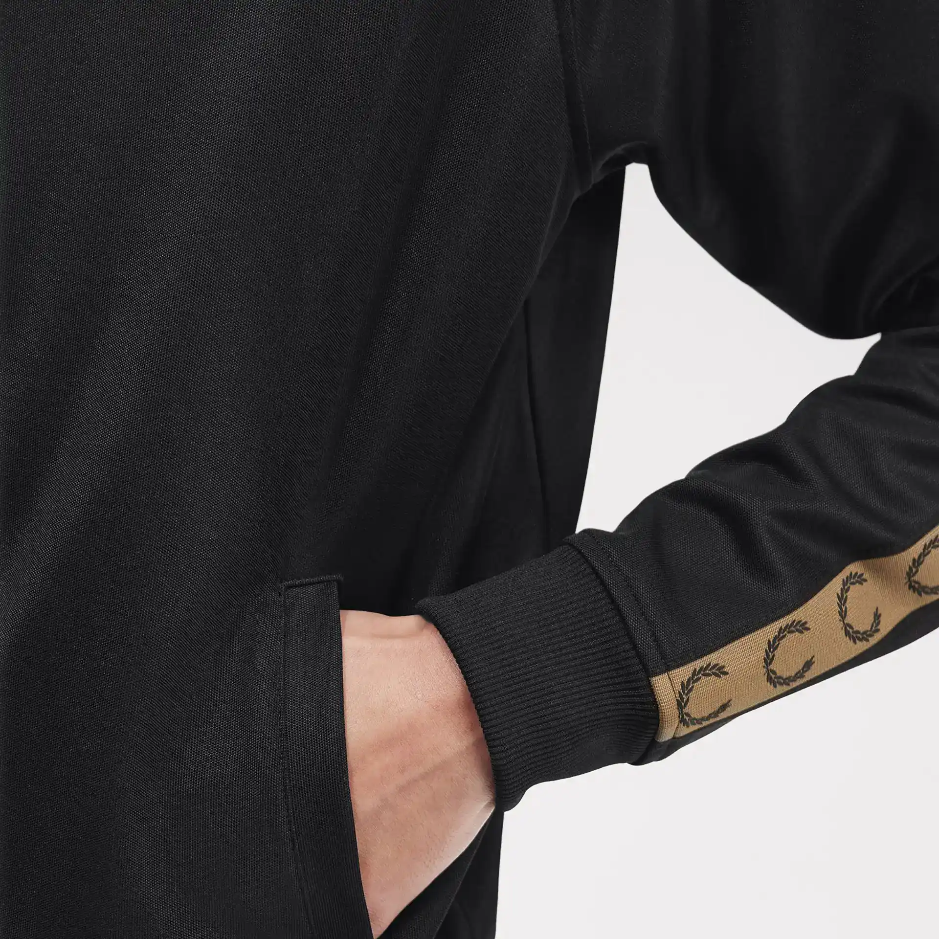 Fred Perry Contrast Taped Track Jacket Black/Shaded Stone