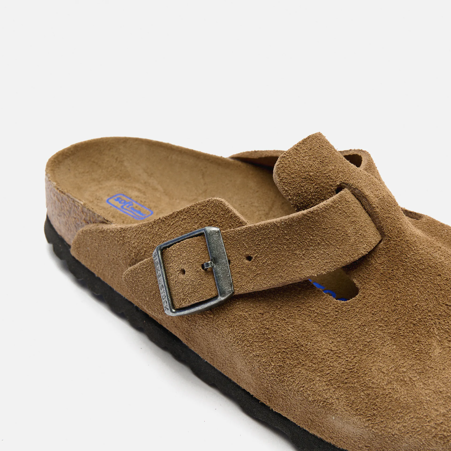 Birkenstock Boston Soft Footbed Suede Leather (Narrow Fit) Sandals Dark Tea Tonal FB