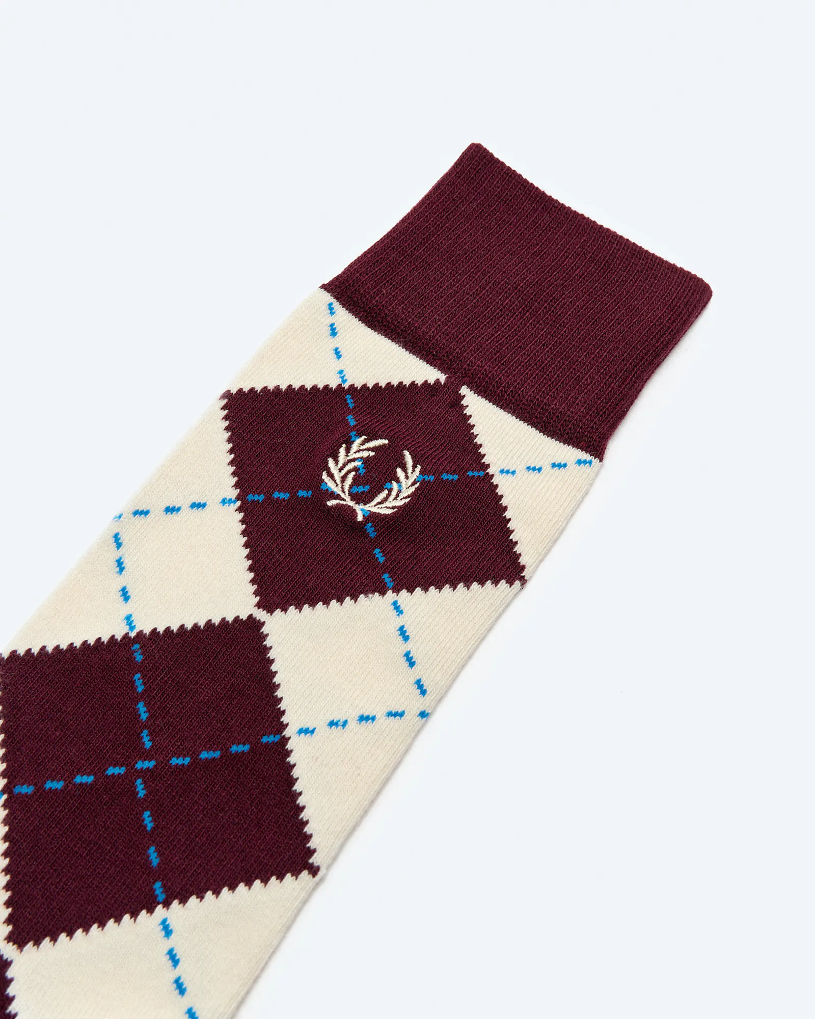 Fred Perry Jacquard Argyle Sock Oxblood/Ecru/Court Blue