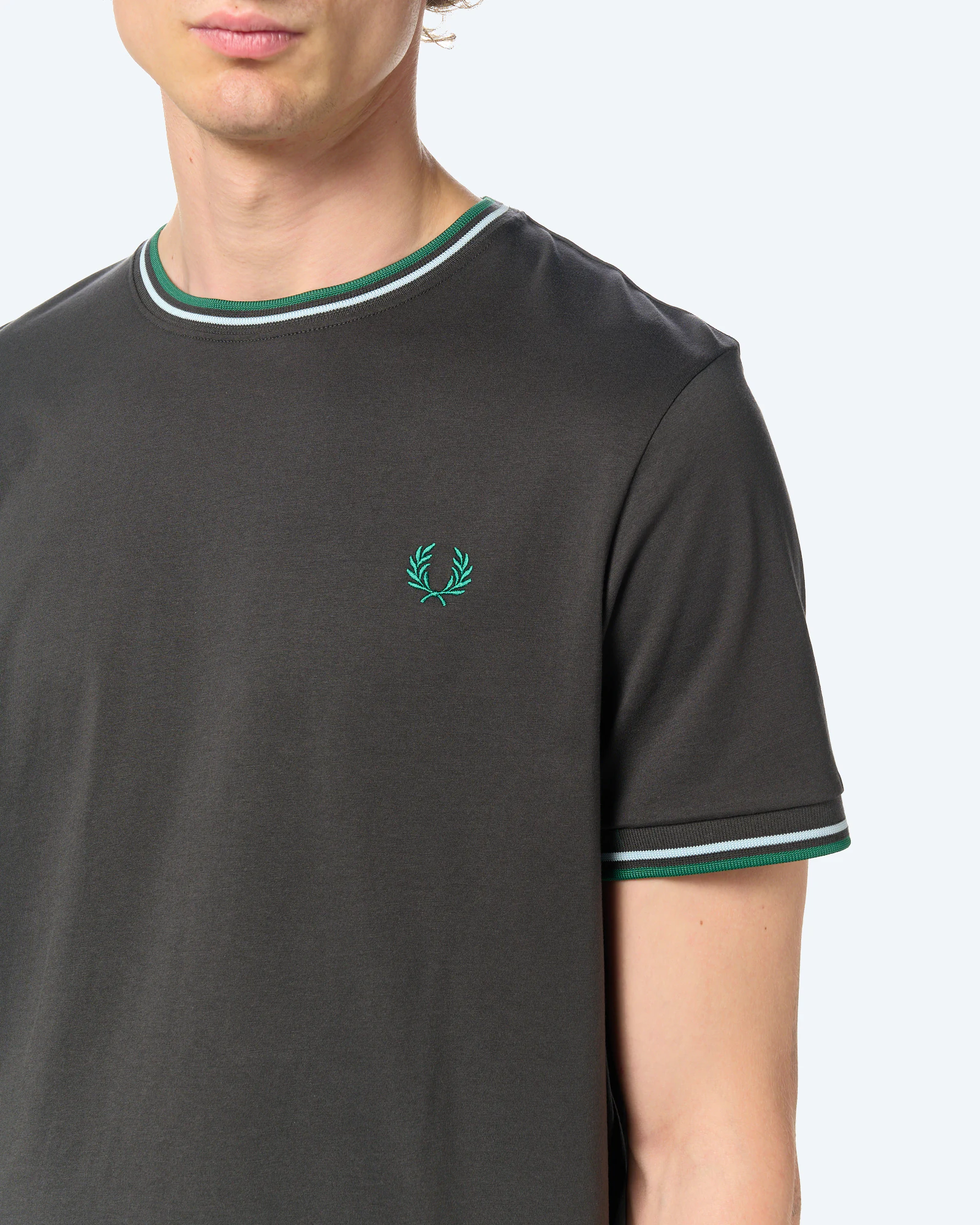 Fred Perry Twin Tipped T-Shirt Anchor Grey / Light Ice / Sport Green