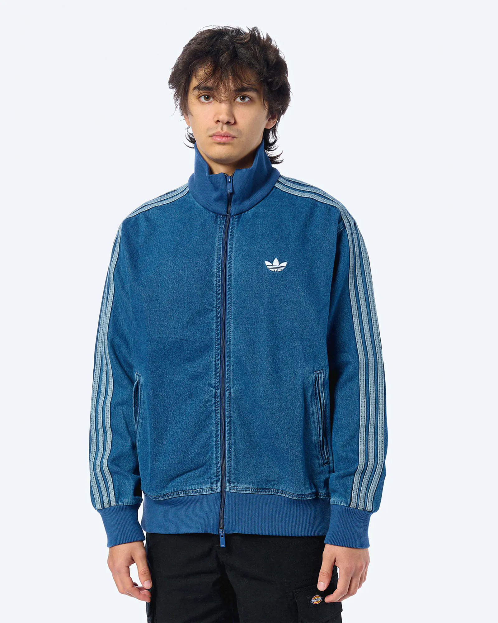 adidas Denim Football Track Jacket Blue adidas Denim Football Track Jacket Blue