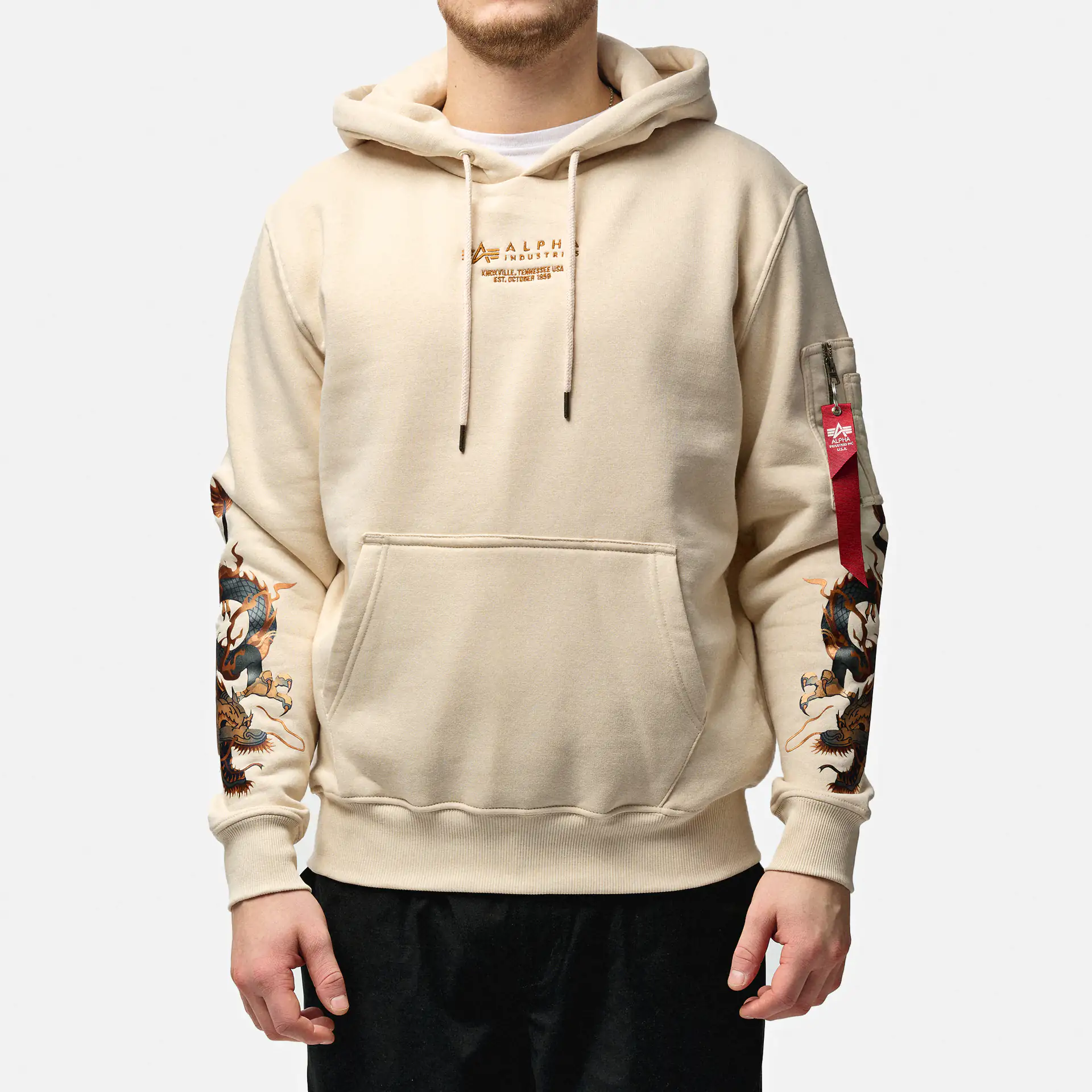 Alpha Industries Dragon EMB Hoody Jet Stream White