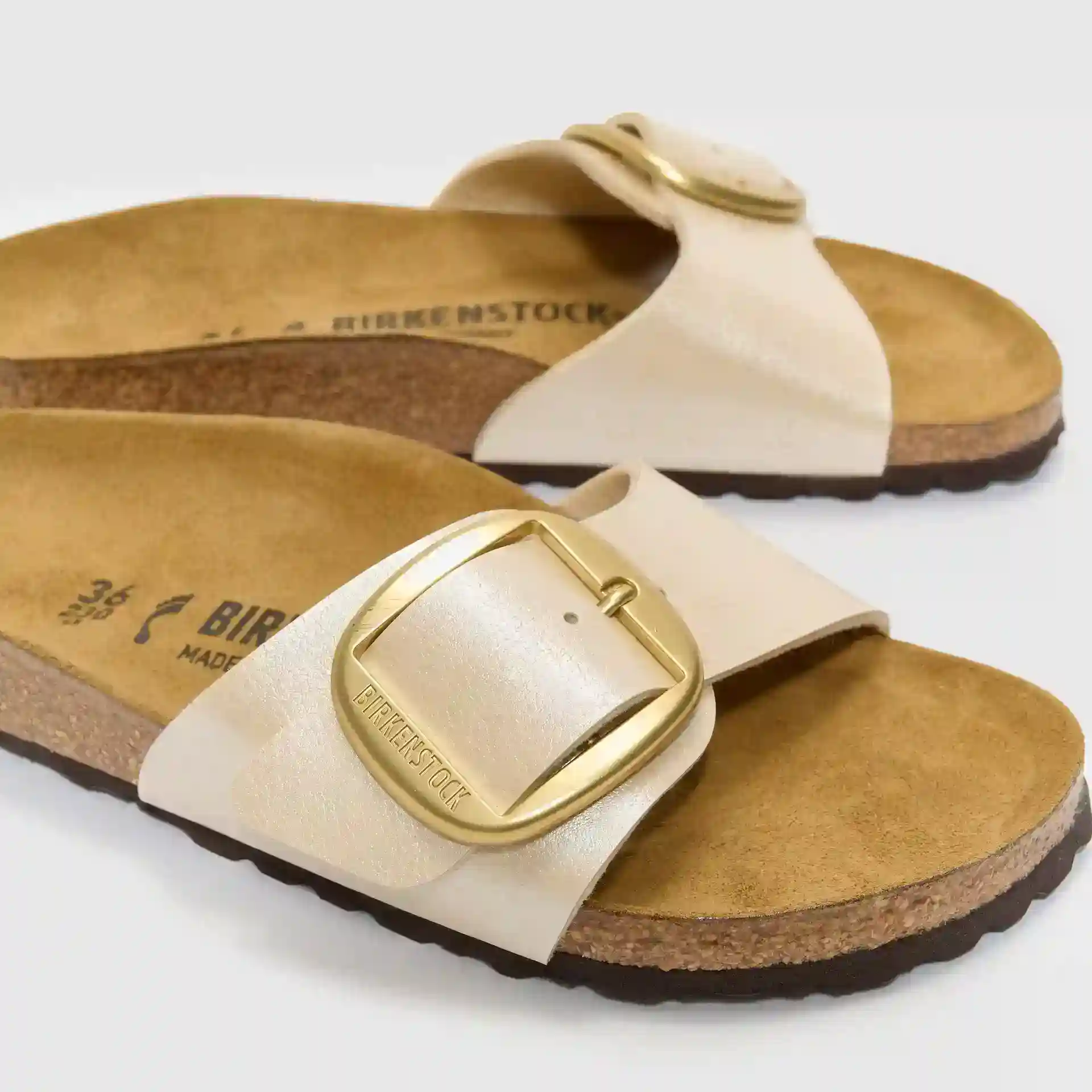 Birkenstock Madrid Big Buckle Sandals Graceful Pearl White