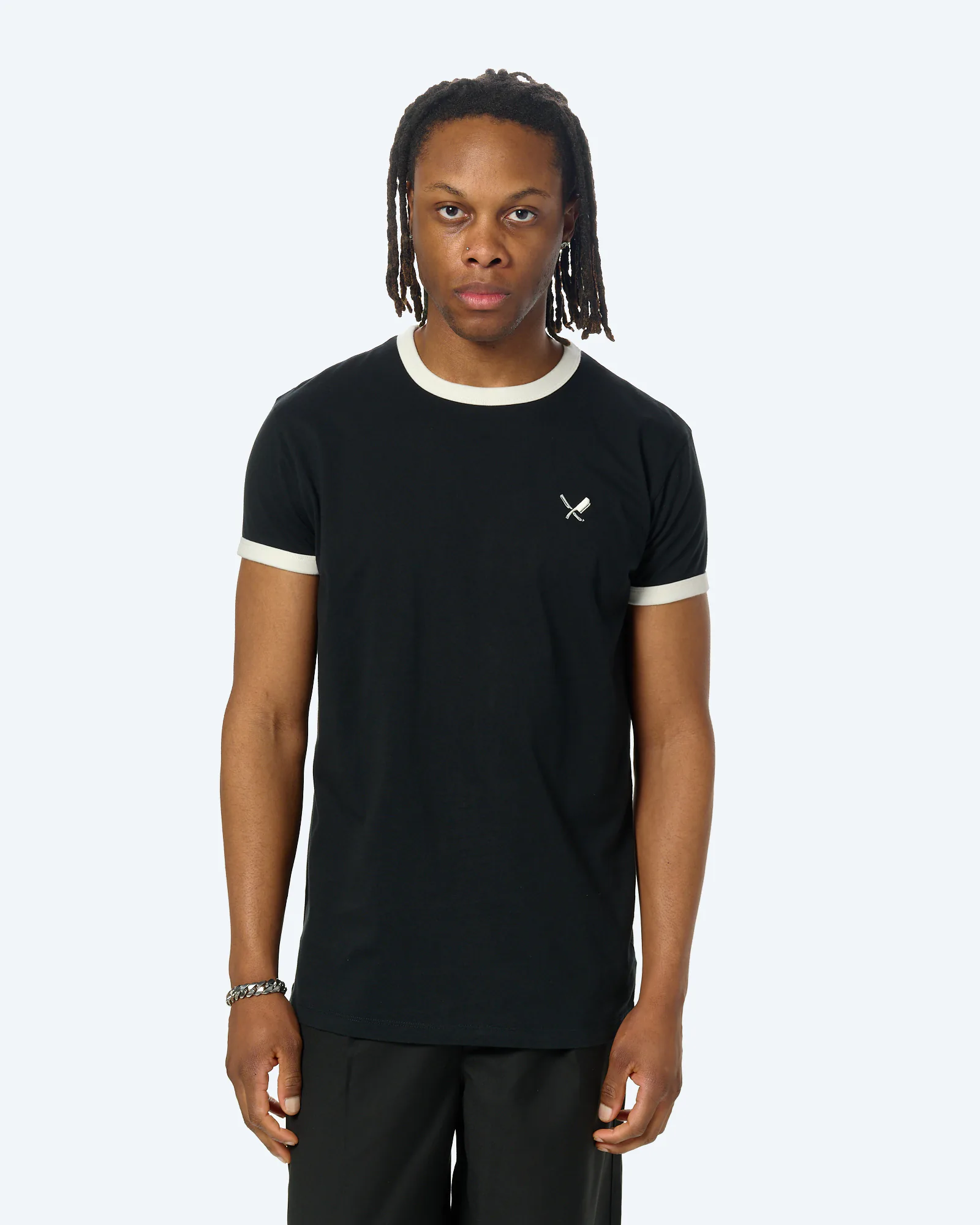 Distorted People Ringer T-Shirt Black