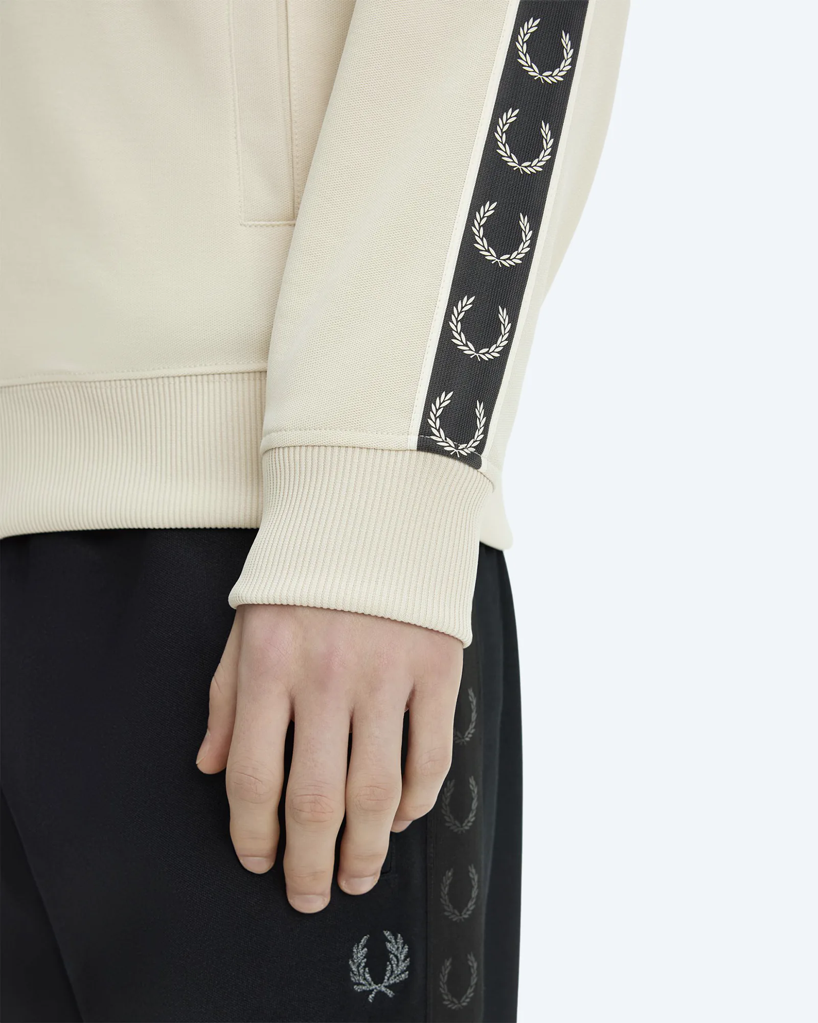 Contrast Tape Track Jacket Oatmeal