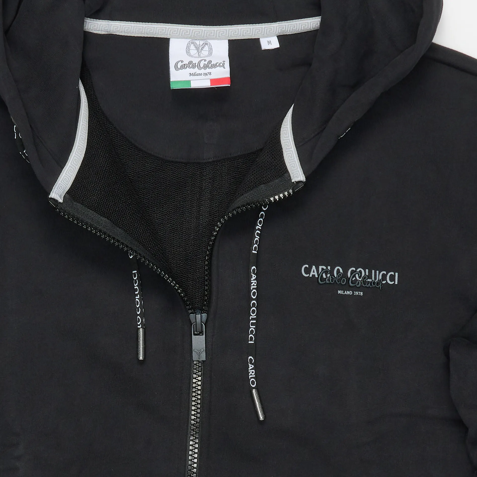 Carlo Colucci New Basic Zip-Hoodie Black