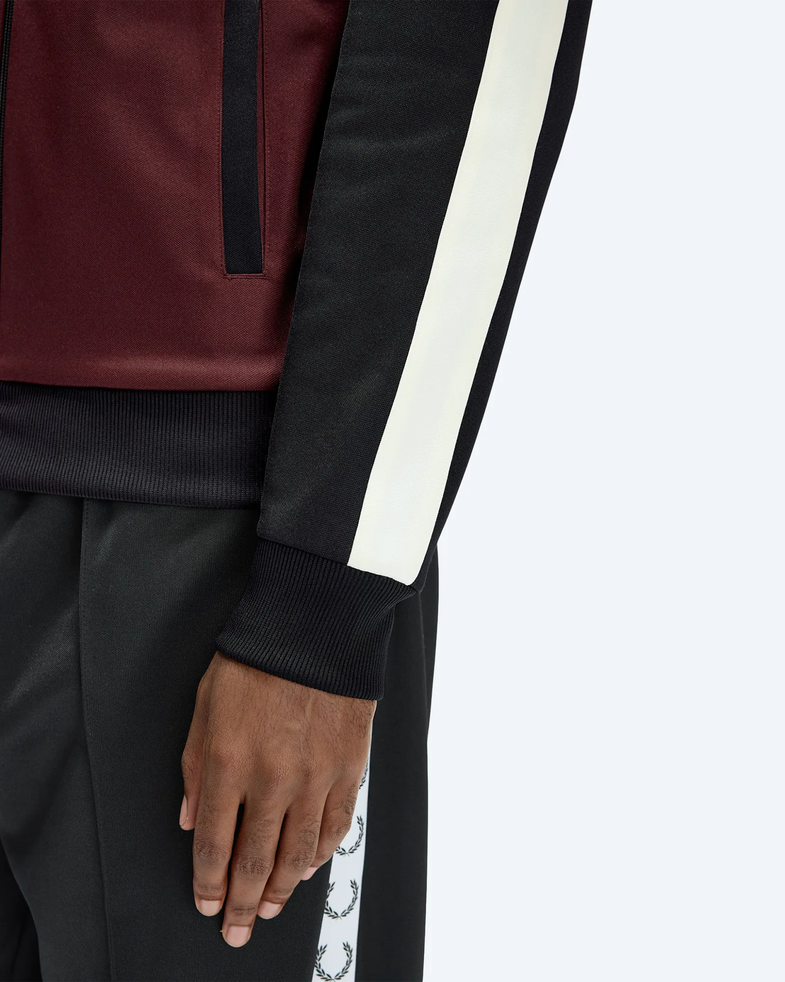 Fred Perry Contrast Sleeve Track Jacket Oxblood